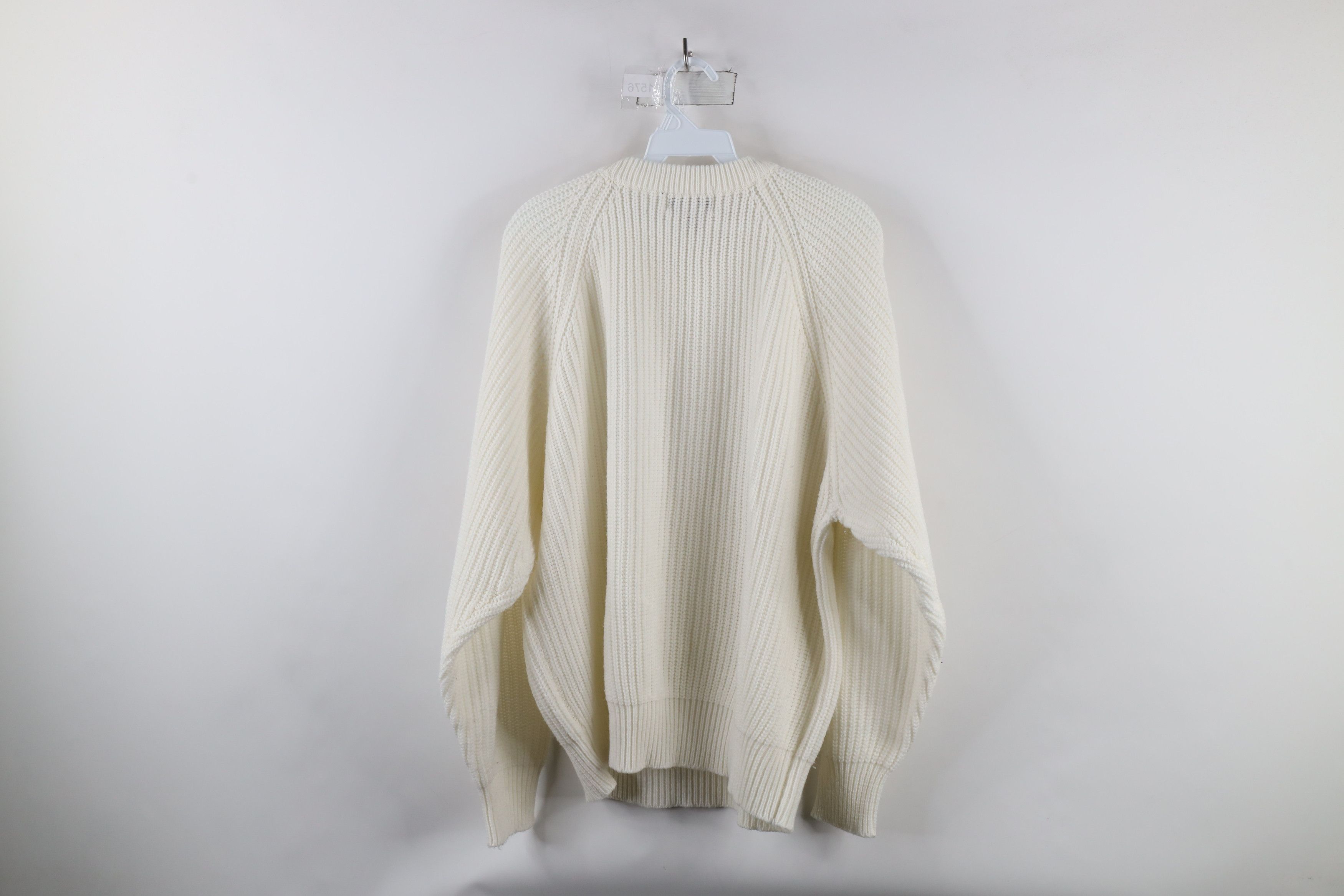 Vintage Vintage 70s Streetwear Ribbed Knit Crewneck Sweater White Size US XL / EU 56 / 4 - 5 Thumbnail