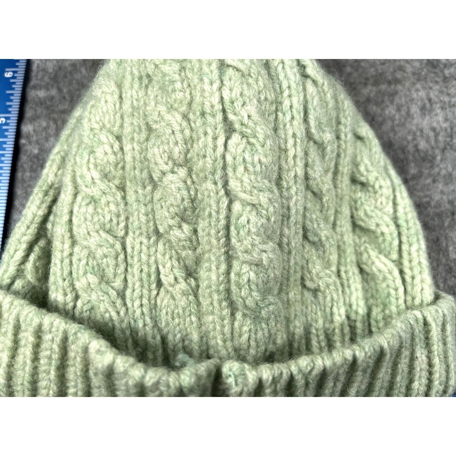 Gap VINTAGE Gap Hat Beanie Women Small Green Cable Knit Lambswool Stretch Winter Warm Size ONE SIZE - 2 Thumbnail