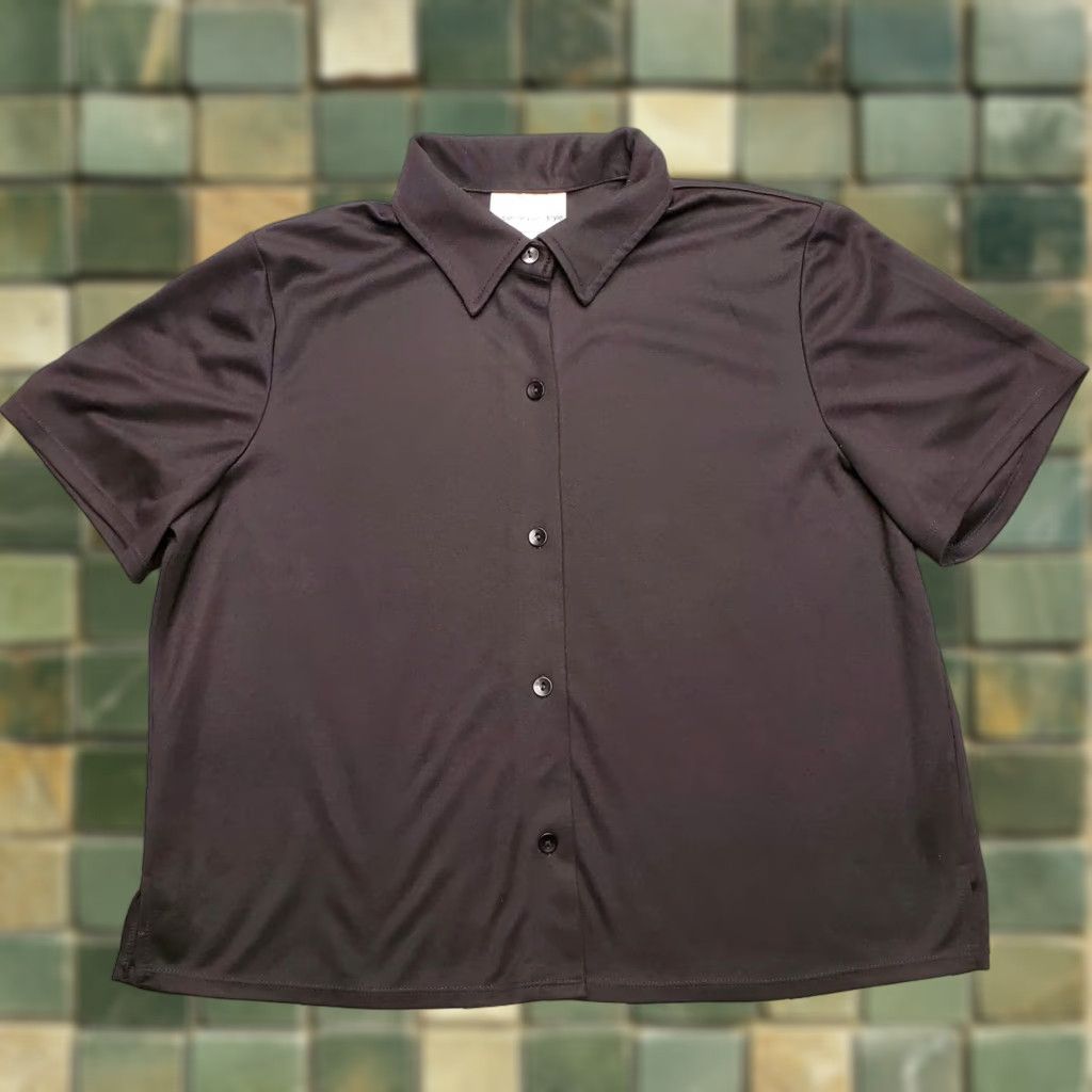 Vintage Susan Graver Shirt Womens 1X Black Short Sleeve Button Casual Shirt Size XL / US 12-14 / IT 48-50 - 1 Thumbnail