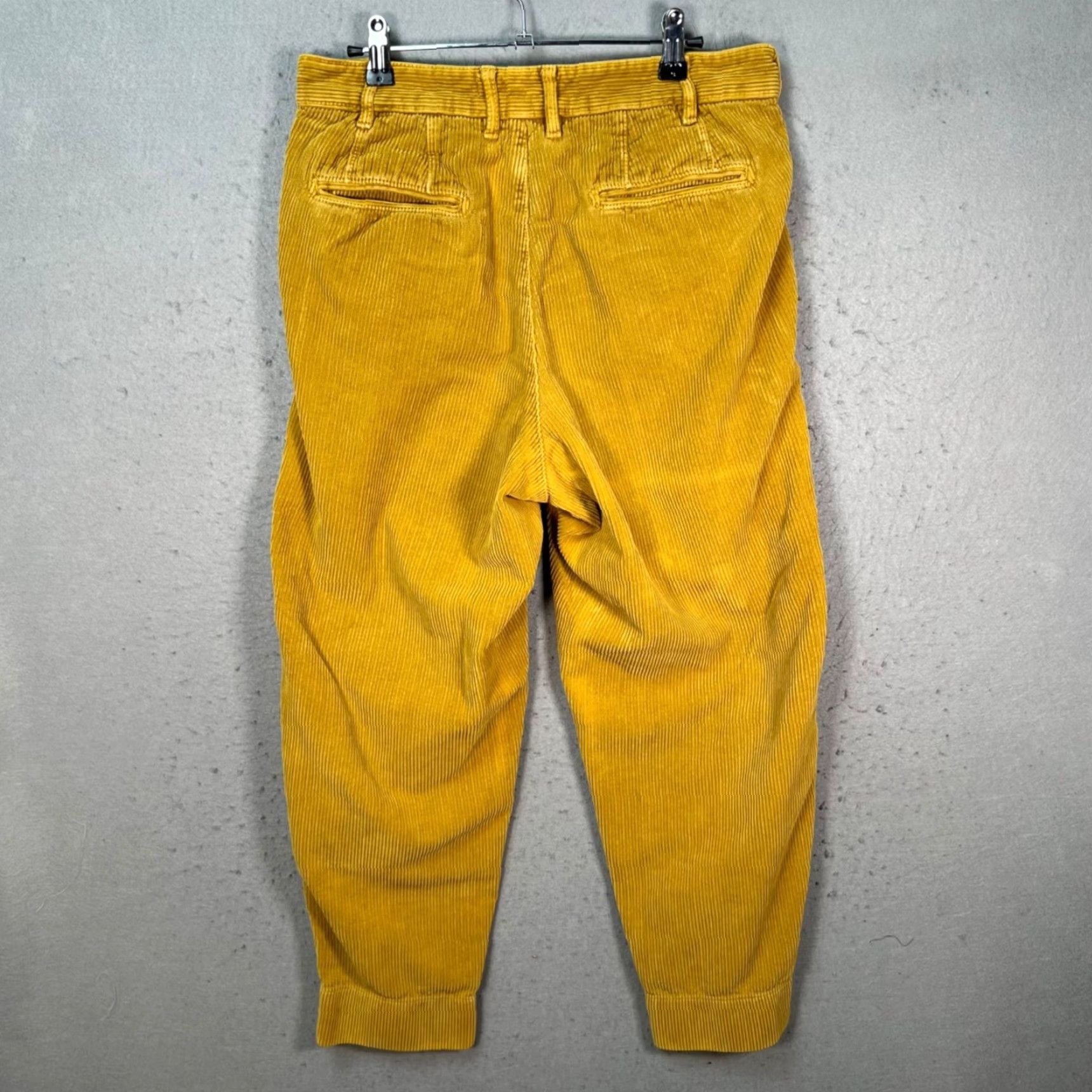 Zara Zara Mens Pants Mustard Yellow Corduroy Pleated Tapered Leg 30 x 25 Regular Inseam 25 Size US 30 / EU 46 - 2 Thumbnail
