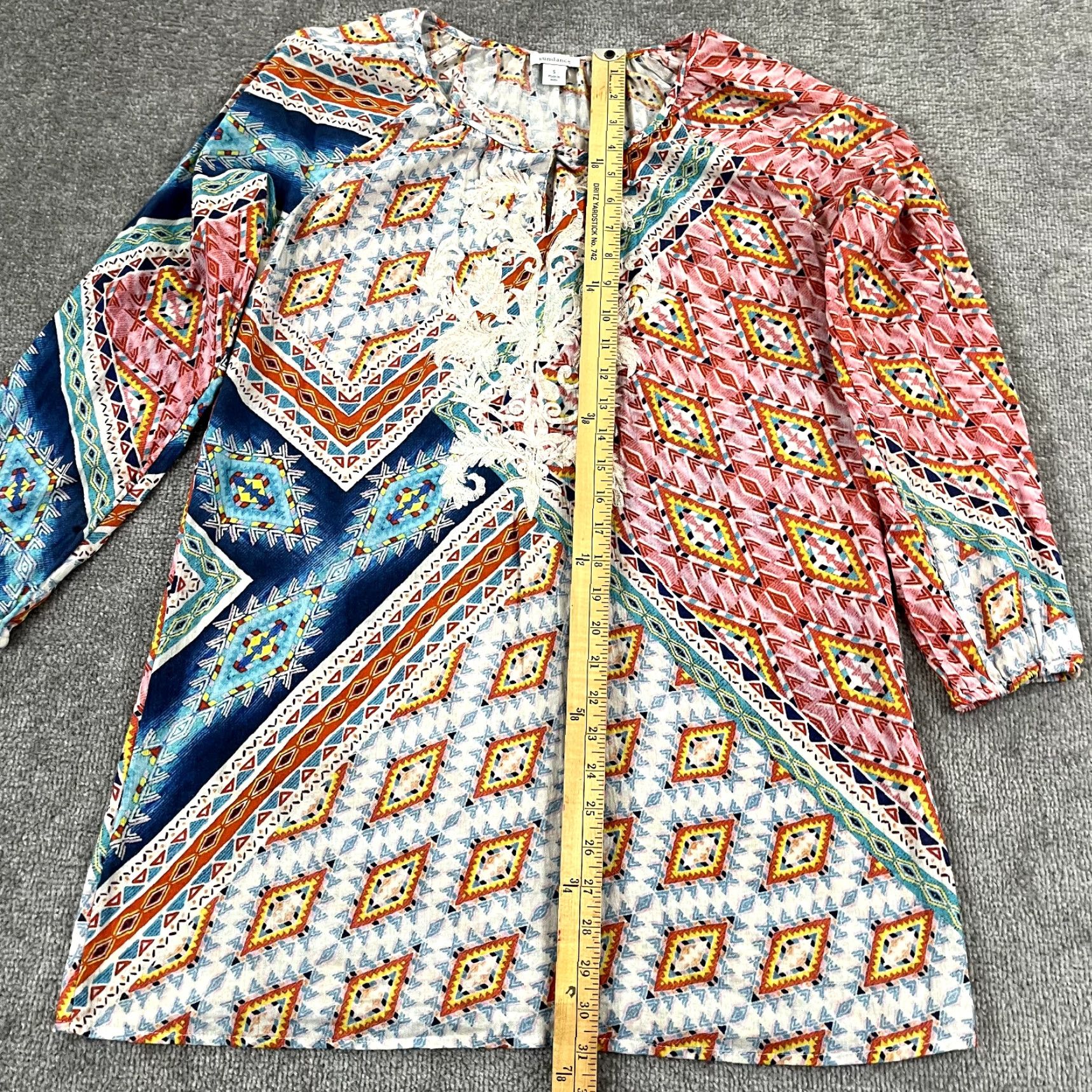 Vintage SUNDANCE Top Womens Small Geometric Floral Adisa Beach Coverup Tunic Shirt 3/4 Size S / US 4 / IT 40 - 4 Thumbnail