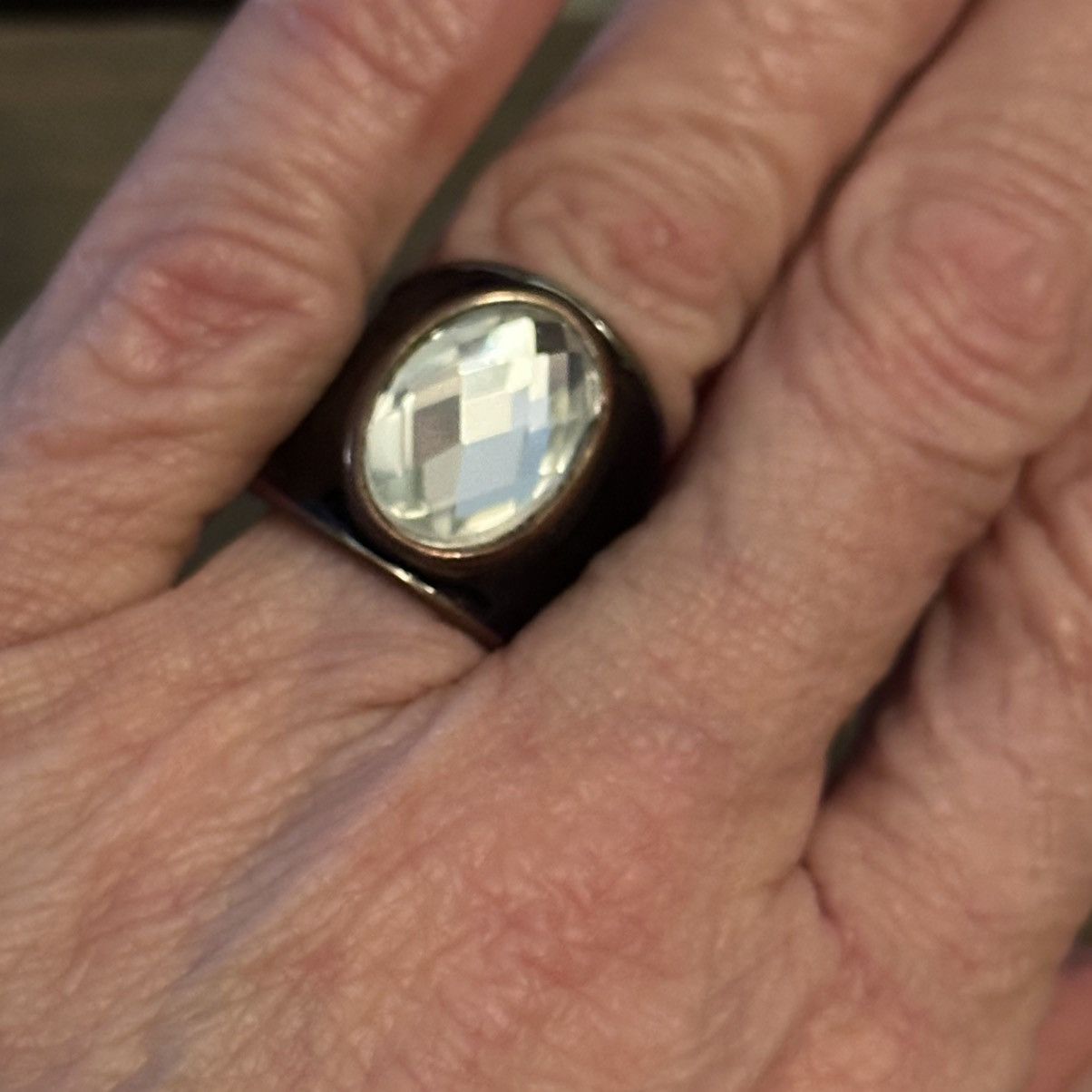 Vintage Vintage wide black enamel rhinestone ring Size ONE SIZE - 3 Thumbnail