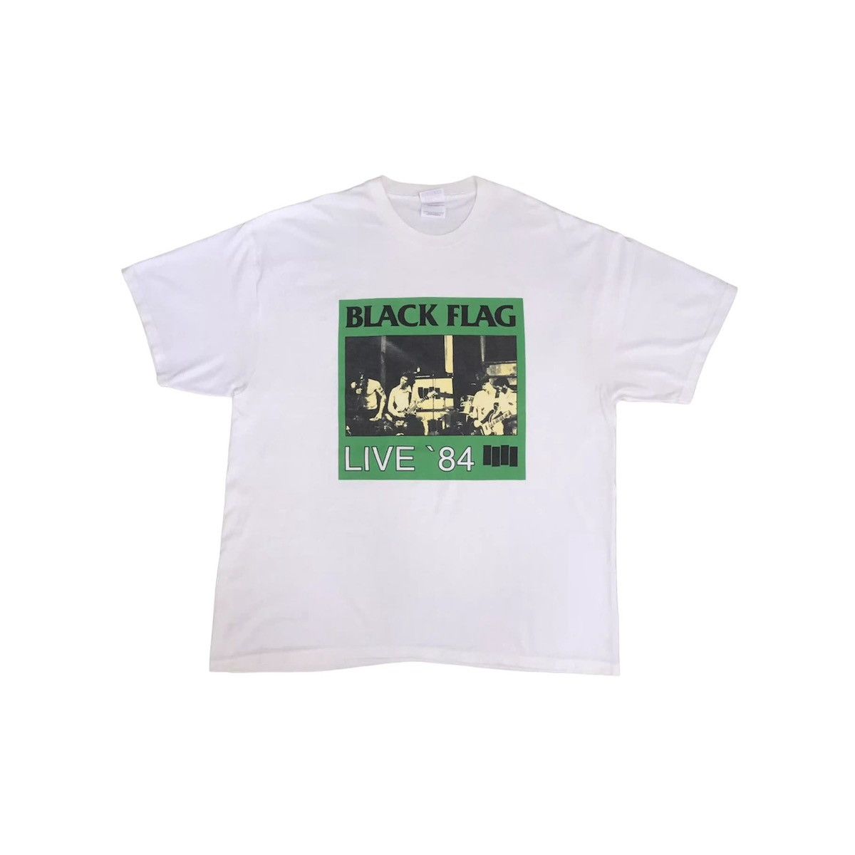00s Black Flag Live 84 Band Shirt Cotton Poly XL White