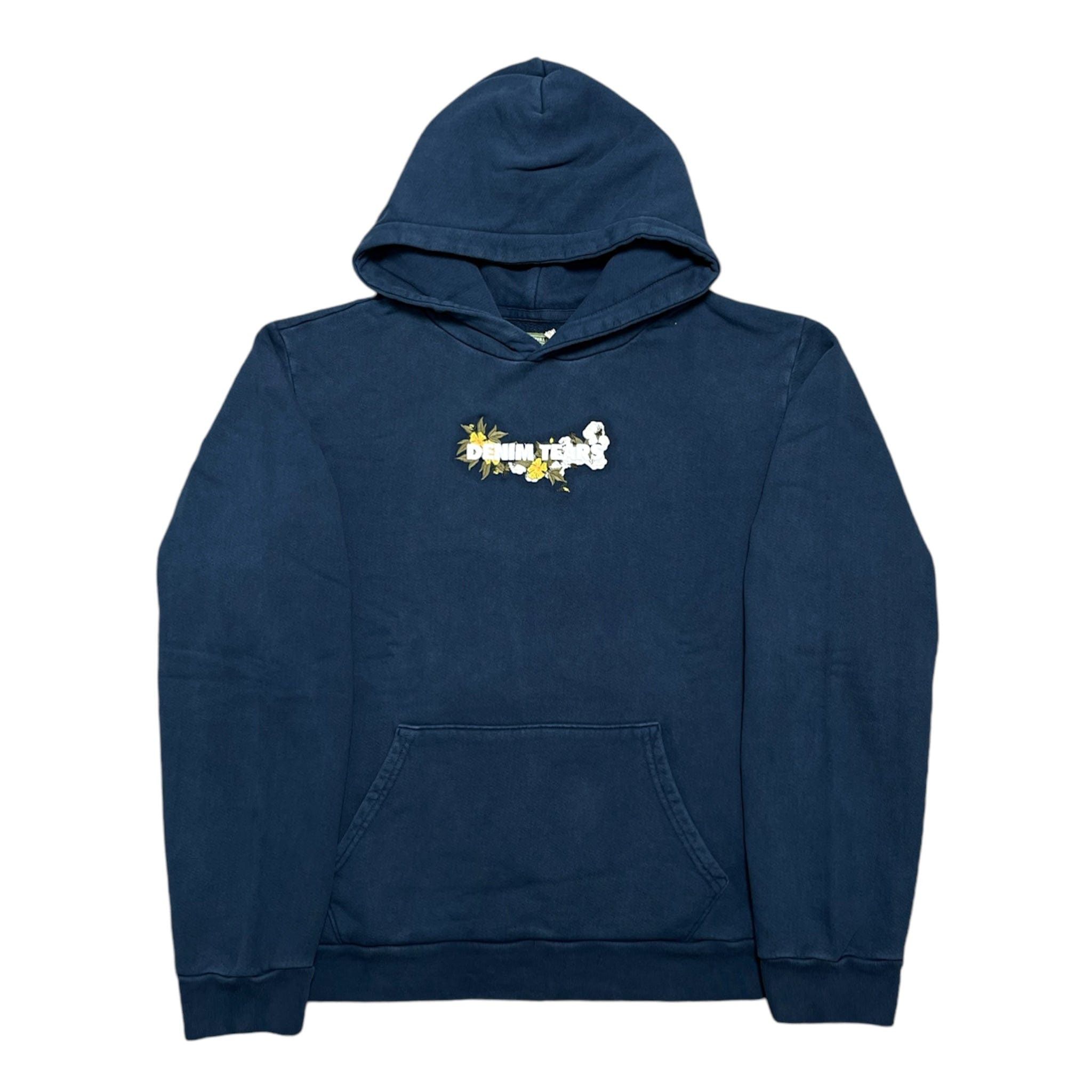 DENIM TEARS Floral Hooded Sweatshirt Navy Size US XL / EU 56 / 4 - 1 Thumbnail