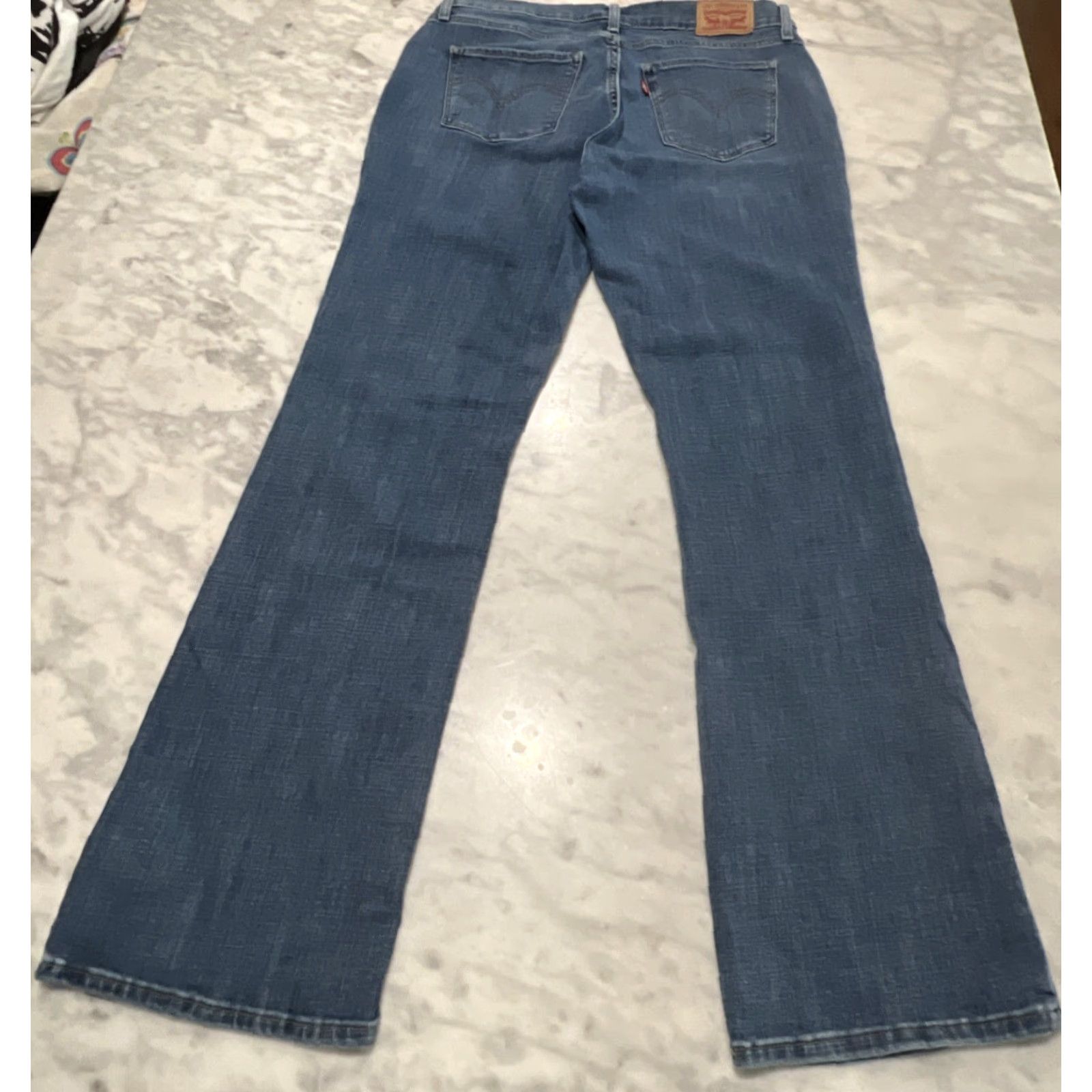 Levi's Levi's Jeans Curvy Bootcut Women 31 Stretch Blue Fade Whiskers 31L Mid Rise Denim Pants Size 31" - 3 Thumbnail