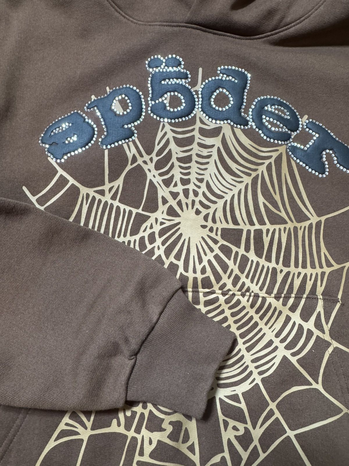 Sp5der SP5DER BROWN RHINESTONE OG WEB HOODIE - SIZE SMALL Size US S / EU 44-46 / 1 - 4 Thumbnail