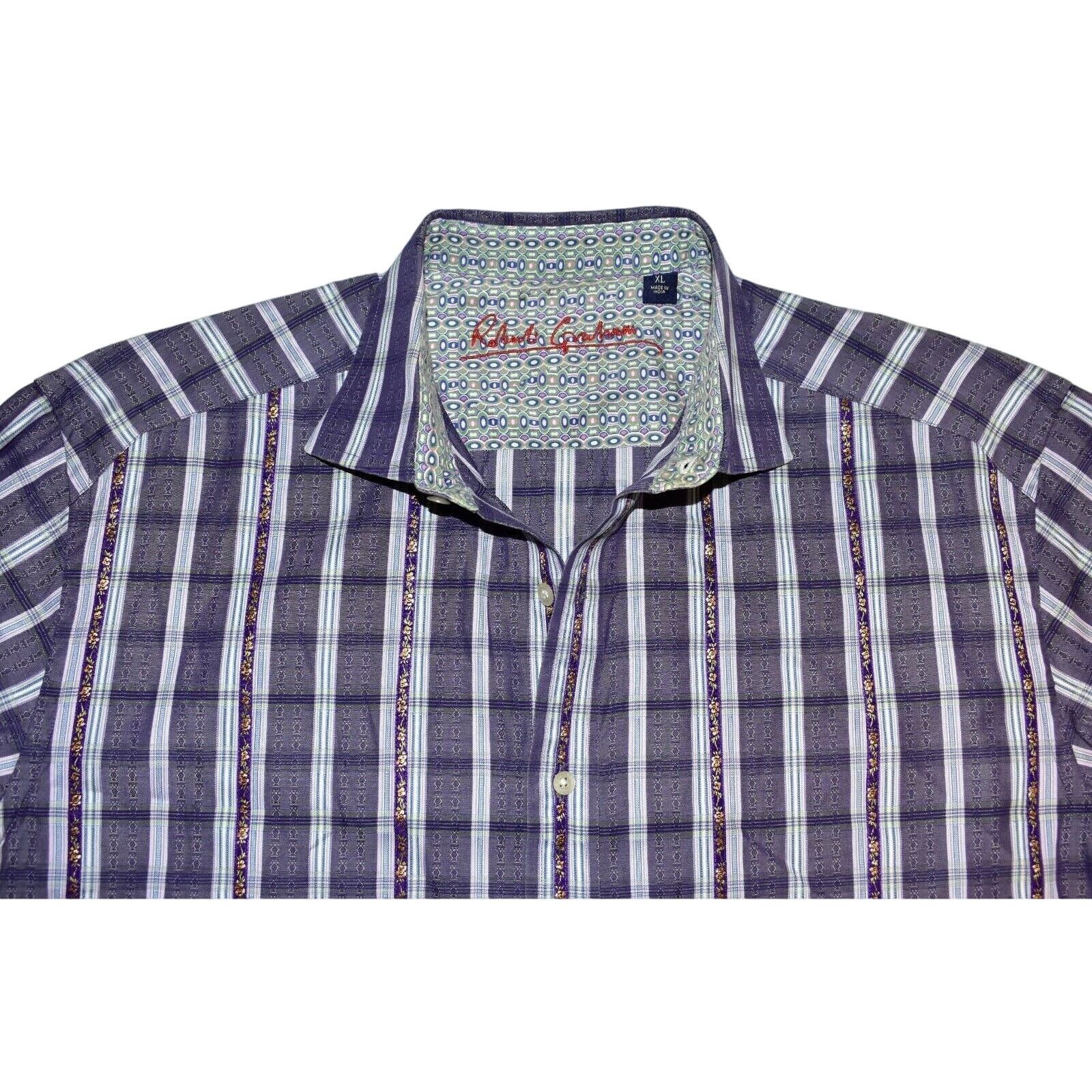 Robert Graham ROBERT GRAHAM Purple Plaid Embroidered Long Sleeve Shirt XL Size US XL / EU 56 / 4 - 5 Thumbnail