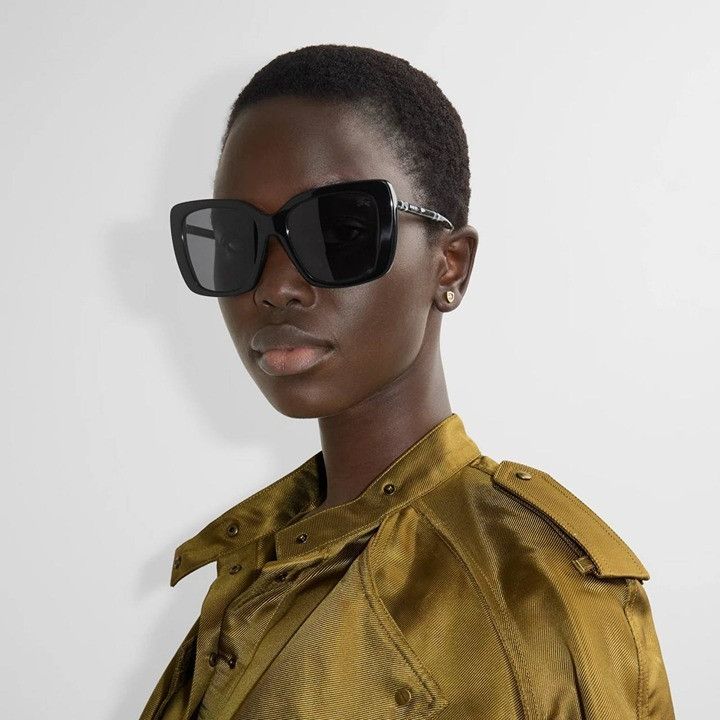 Burberry Burberry BE4456 416111 Sunglasses Black Square Frame, Grey Size ONE SIZE - 3 Thumbnail