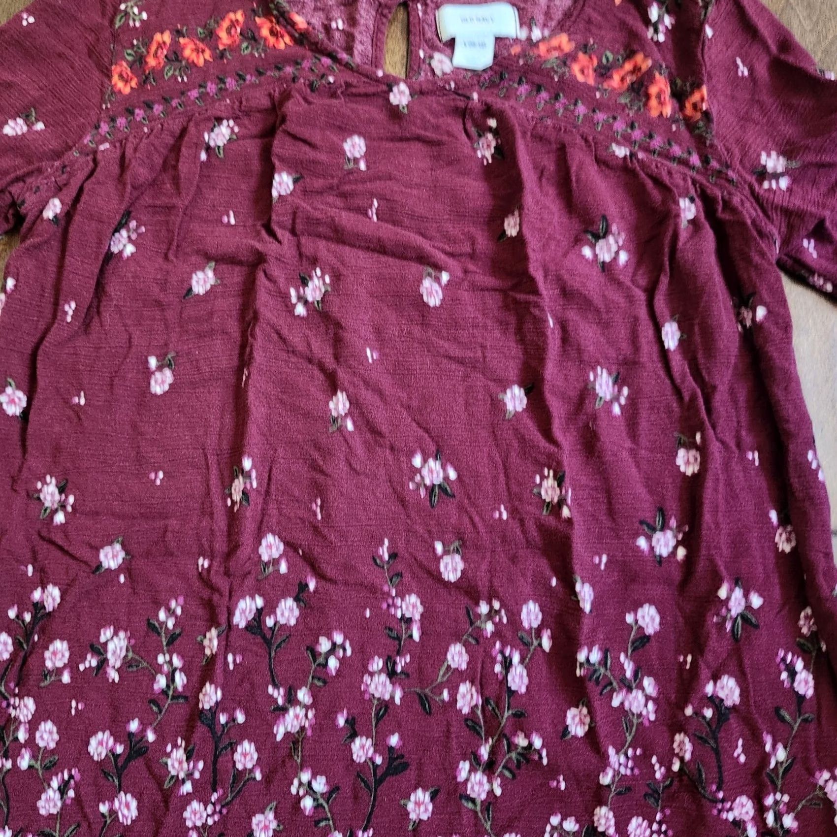 Old Navy Old Navy Dress Womens Junior Burgundy Floral 3/4 Sleeve Long L Red Pattern Floral Casual Travel Summer Spring Fall Womens Size L / US 10 / IT 46 - 6 Thumbnail