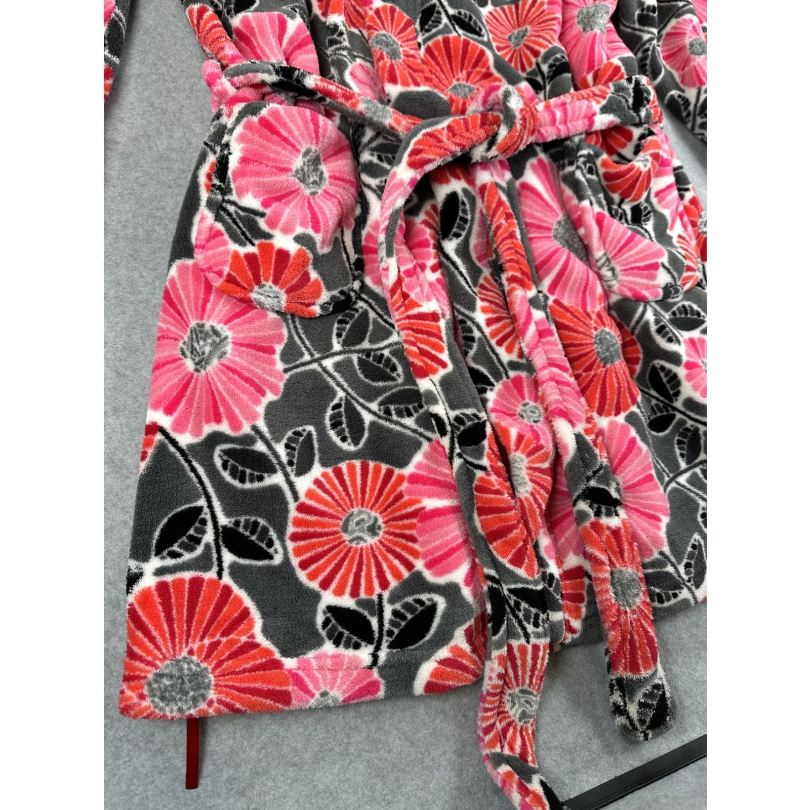 Vera Bradley Vera Bradley Robe Womens XL Multicolor Floral Fleece Kimono Hooded Belted Size ONE SIZE - 6 Thumbnail