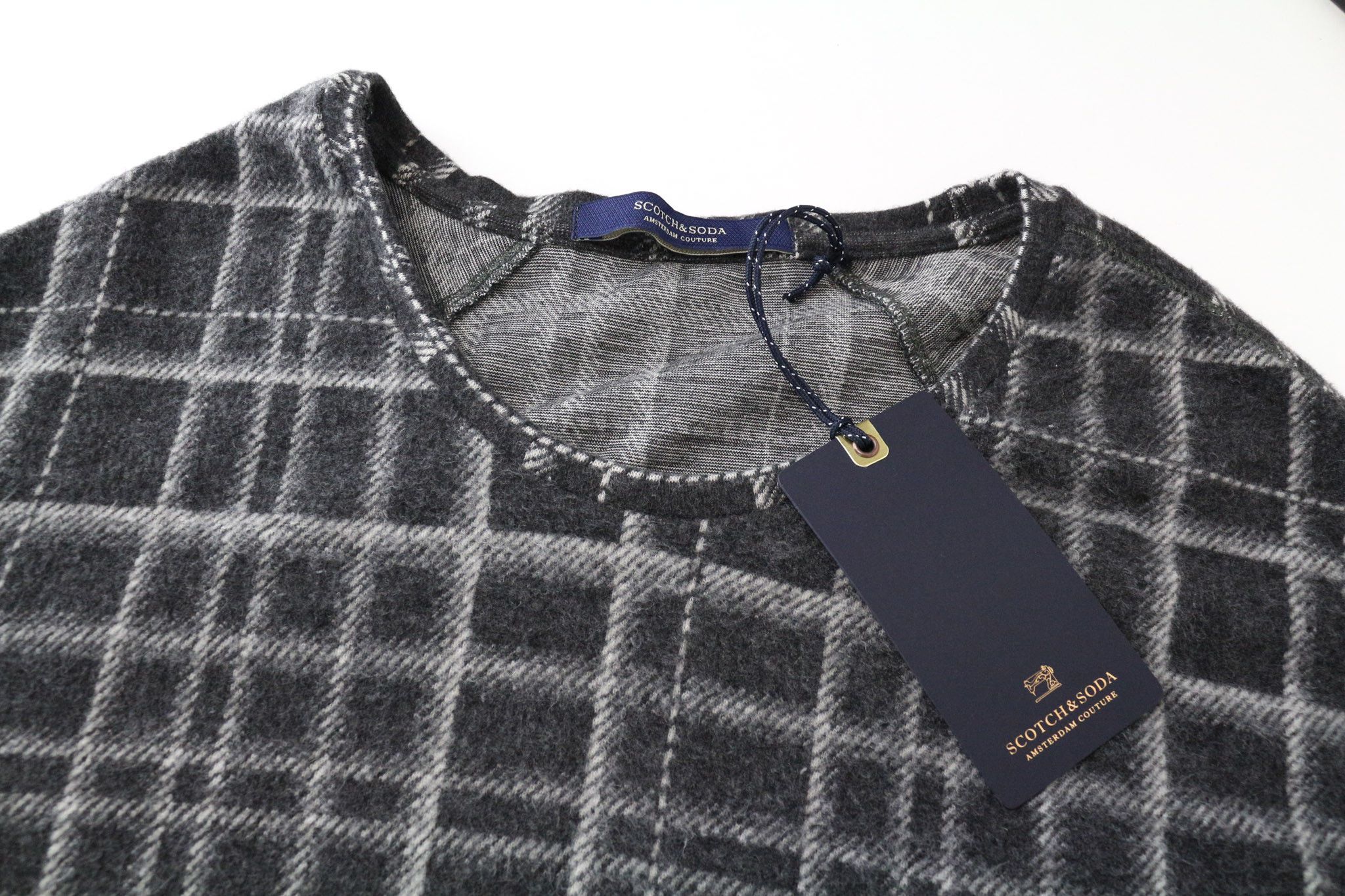 Scotch & Soda S Mid Grey Tartan Melange Crew Sweatshirt 74631 Size US S / EU 44-46 / 1 - 3 Thumbnail