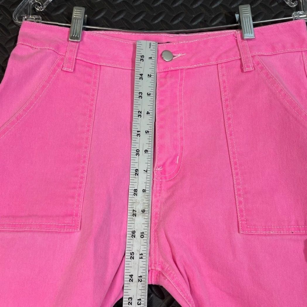 Vintage American Bazi Hot Pink Wide Leg Womens High Waisted Denim Jeans Size 12 13 Pink Wide-Leg Jeans Size 34" / US 12 / IT 48 - 7 Thumbnail