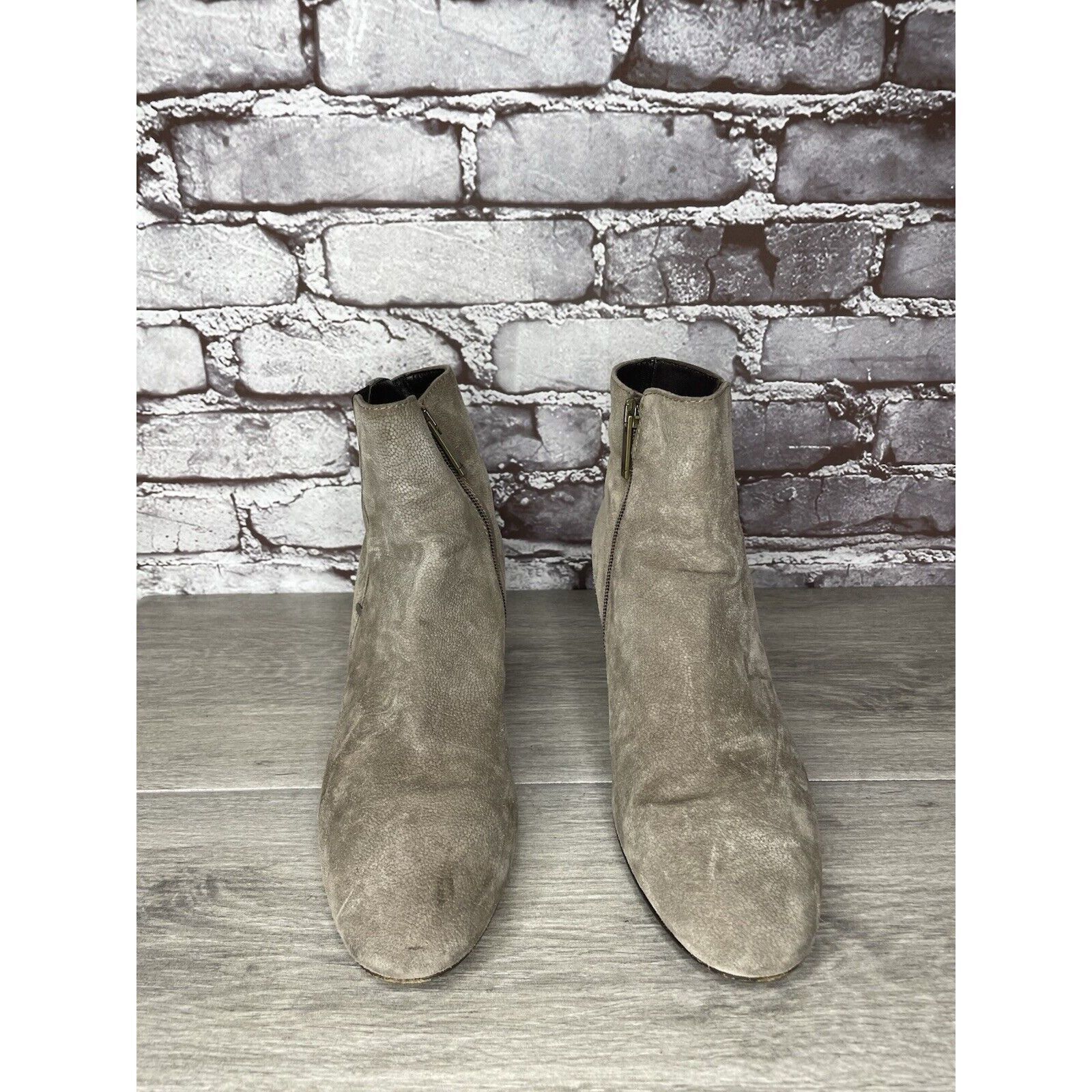Aquatalia Aquatalia Taupe Suede Leather Side Zip Heel Ankle Booties Wo Size US 10 / IT 40 - 2 Thumbnail