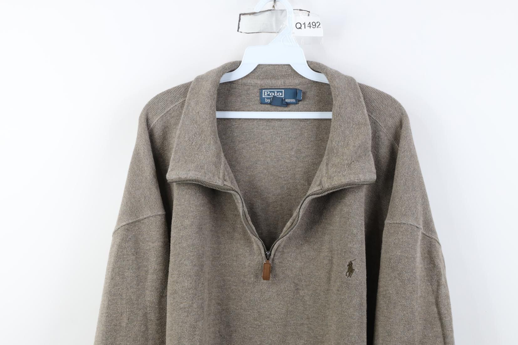 Polo Ralph Lauren Vintage 90s Ralph Lauren Ribbed Knit 1/4 Zip Sweater Beige Size US XXL / EU 58 / 5 - 2 Thumbnail
