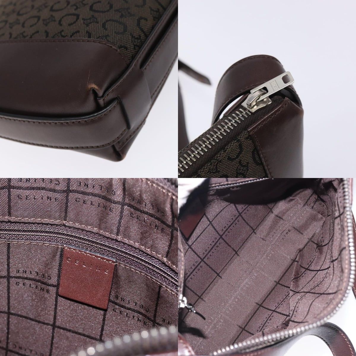Celine CELINE C Macadam Canvas Shoulder Bag Brown Silver Size ONE SIZE - 11 Thumbnail