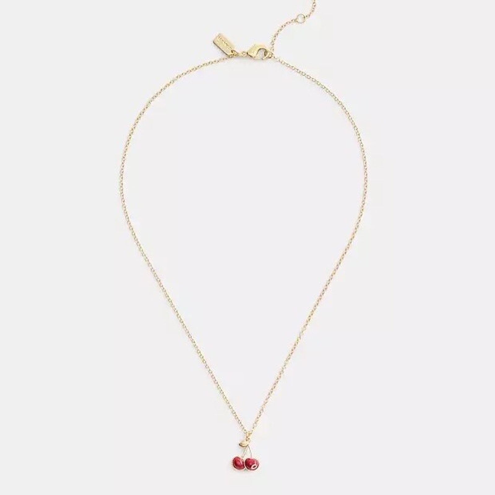 Coach NEW Coach Cherry Charm Pendant Necklace Gold/Red CAA18 Size ONE SIZE - 6 Thumbnail