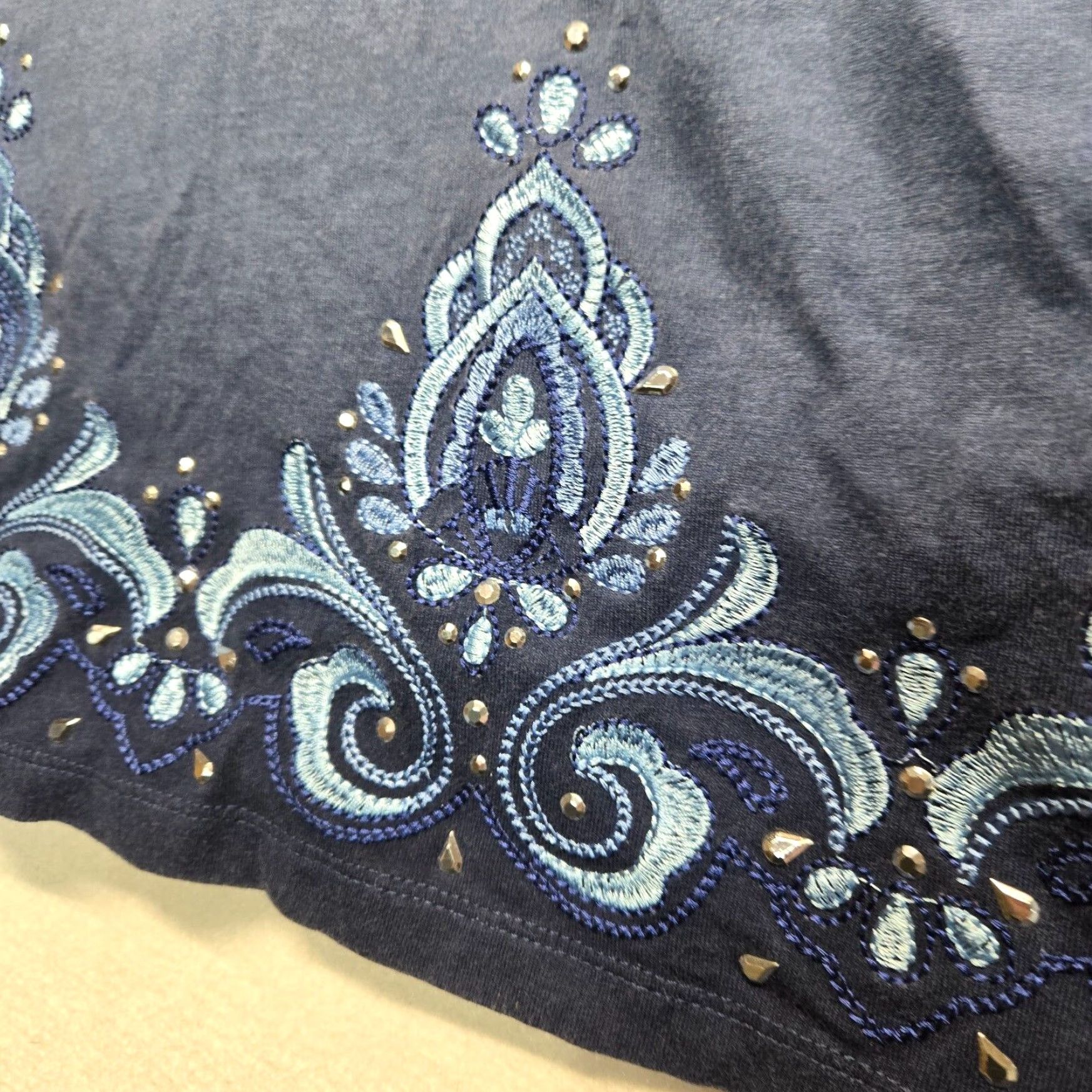 Vintage Alfred Dunner Floral Blouse Adult Women's Medium Blue Short Sleeve Cotton Size M / US 6-8 / IT 42-44 - 7 Thumbnail