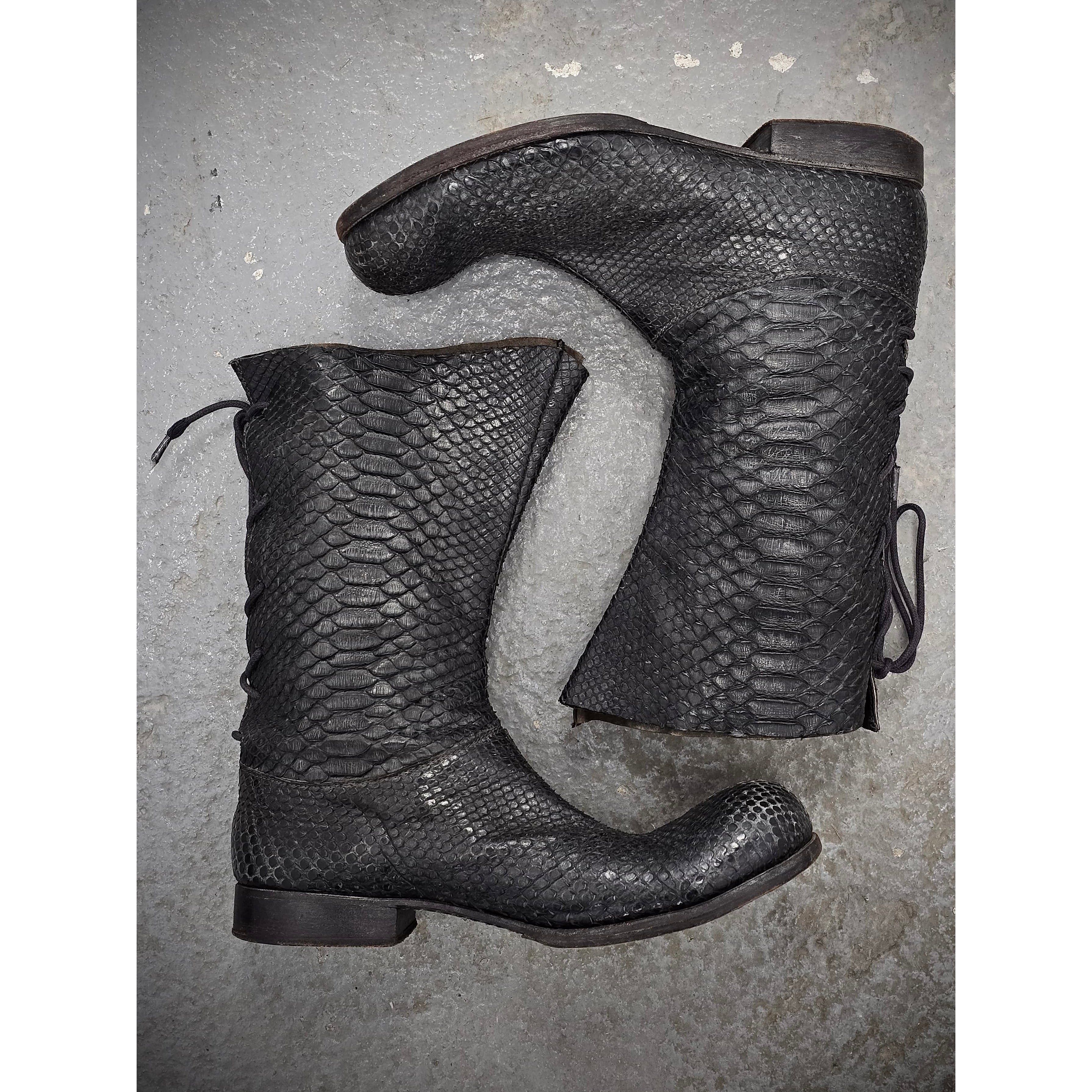 Carpe Diem Carpe Diem Early Charcoal Python Skin Back-Lace Boots Size US 10 / EU 43 - 3 Thumbnail