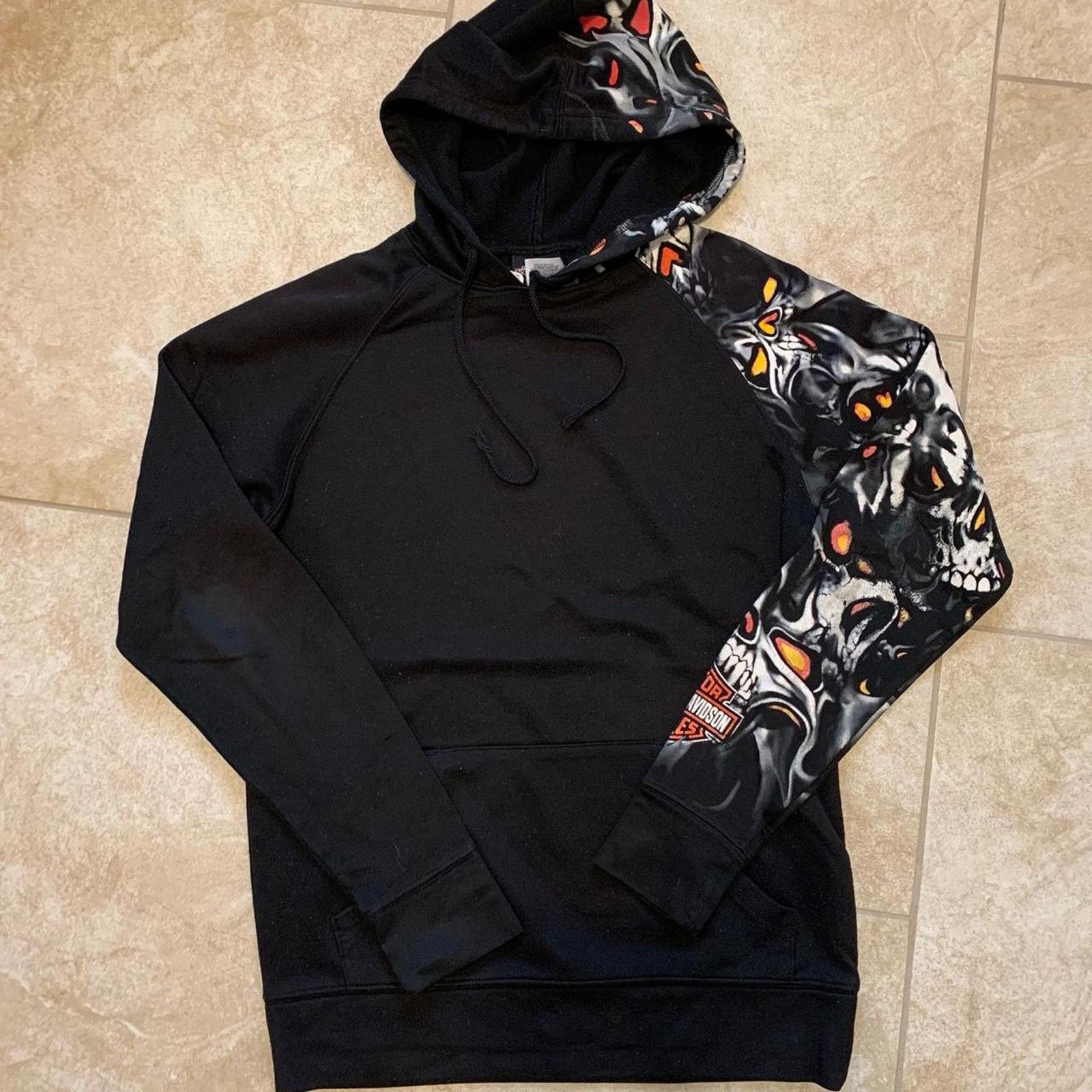 Harley Davidson Y2K Vintage Harley Davidson Skull Flames Sleeve Hoodie Size US M / EU 48-50 / 2 - 2 Thumbnail
