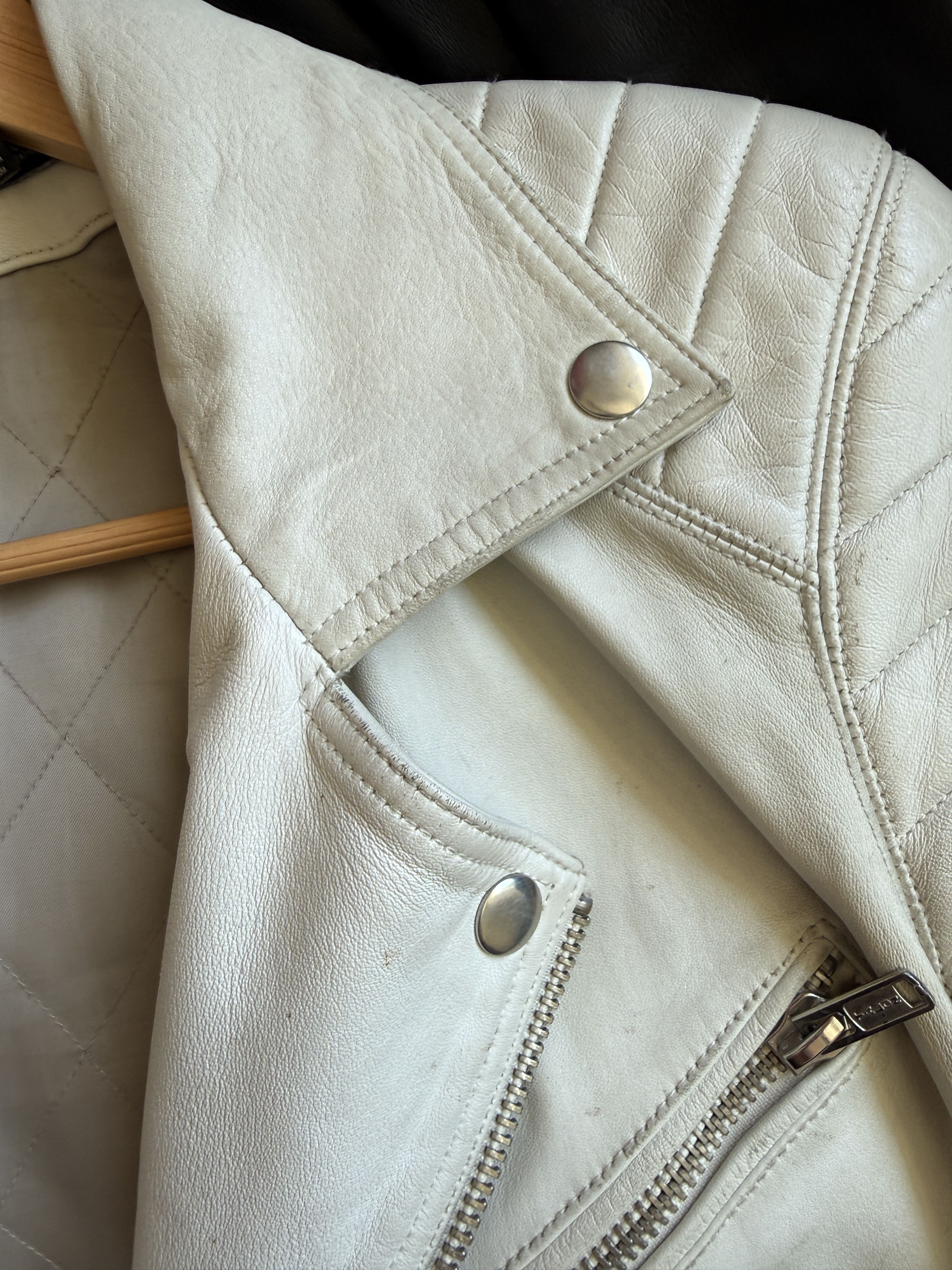 Blk Dnm BLK DNM Leather Jacket 5 Cream Vintage Lindeberg Era Moto Size US M / EU 48-50 / 2 - 7 Thumbnail