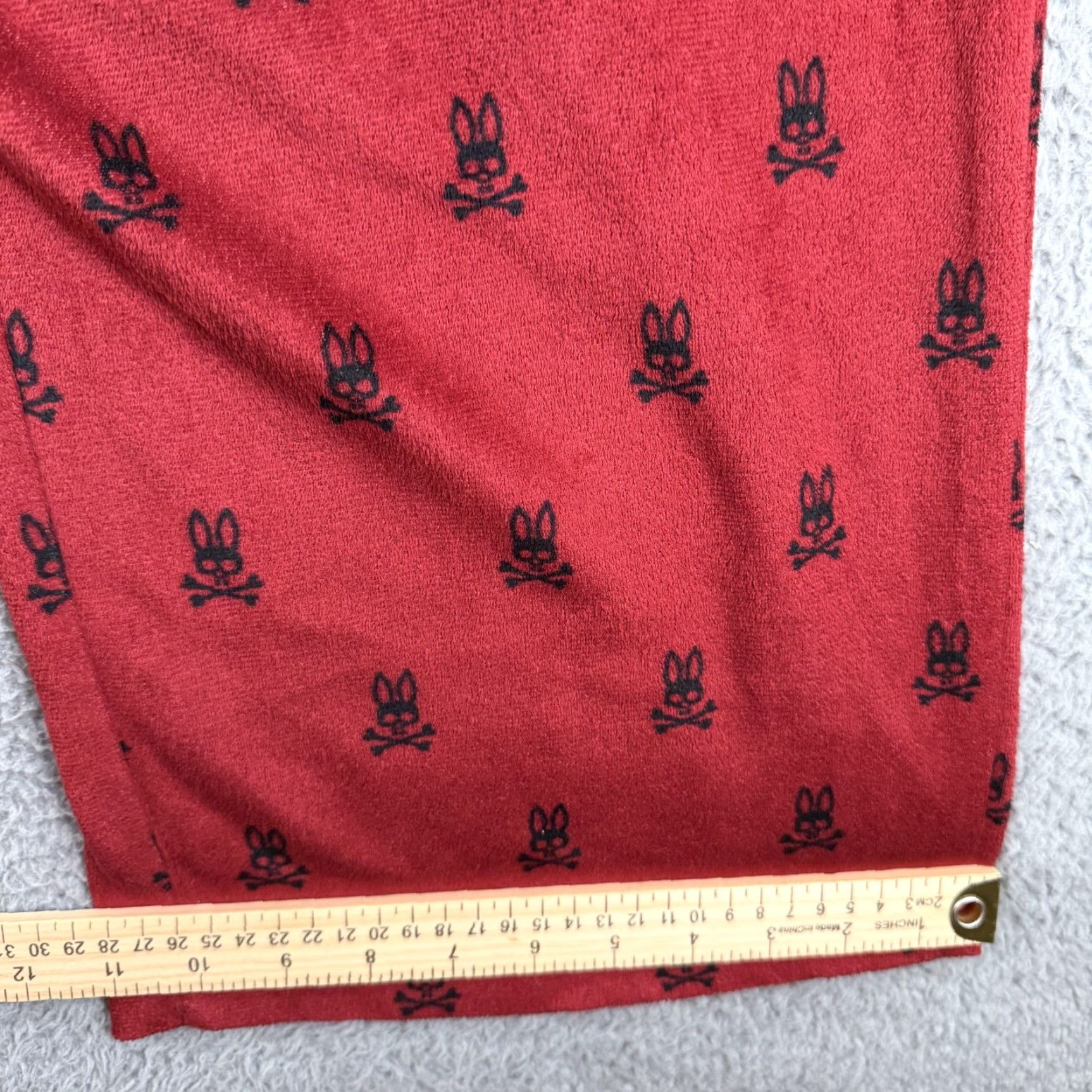 Psycho Bunny Psycho Bunny Men’s Lounge Pants XL Red Black Bunny Skull Logo Plush Velour Size US 36 / EU 52 - 2 Thumbnail
