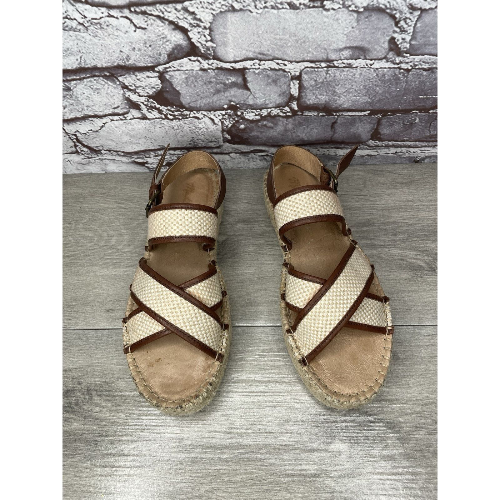 Madewell Madewell Julie Beige Brown Espadrille Slingback Strap Sandal Size US 7.5 / IT 37.5 - 17 Thumbnail