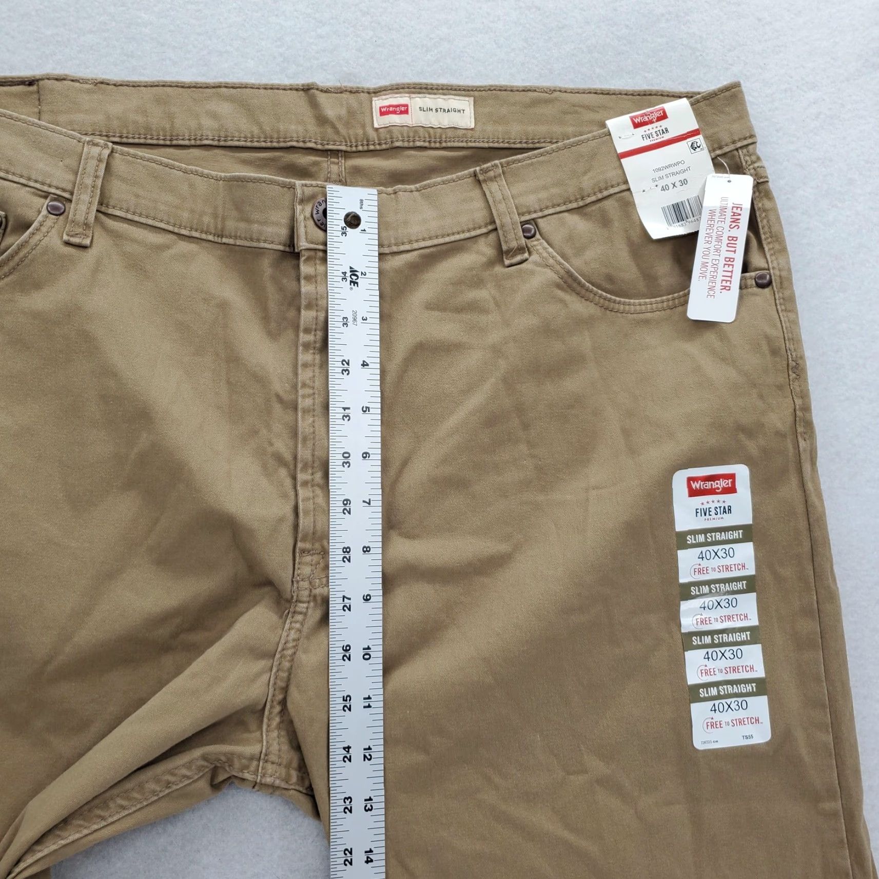 Wrangler Wrangler Pants Mens 40x30 Khaki Slim Straight Five Star Flex Stretch Twill NWT Size US 40 / EU 56 - 7 Thumbnail