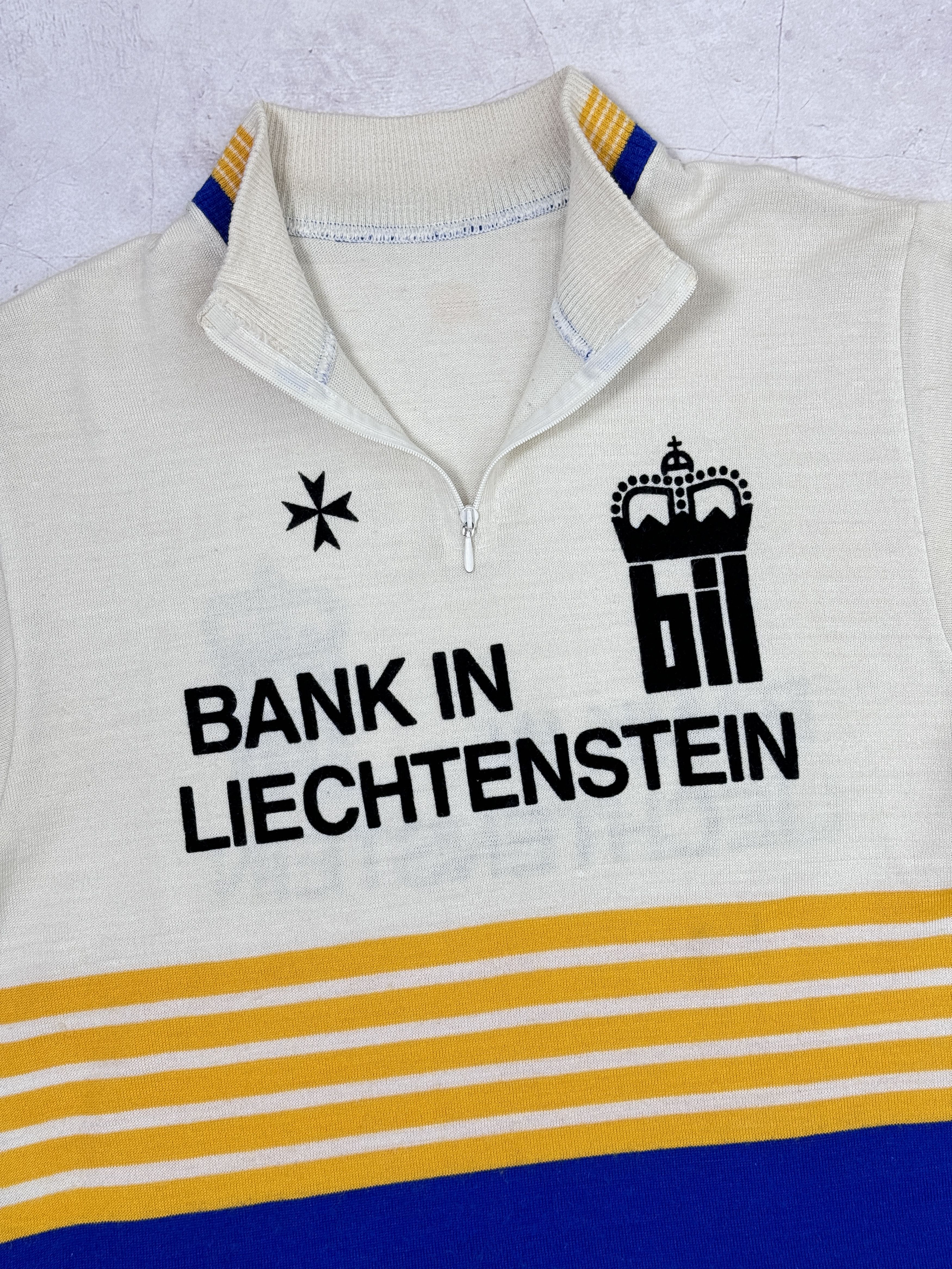 Vintage 70s Bank in Liechtenstein Cycling Jersey by Befa Sport Size US M / EU 48-50 / 2 - 6 Thumbnail