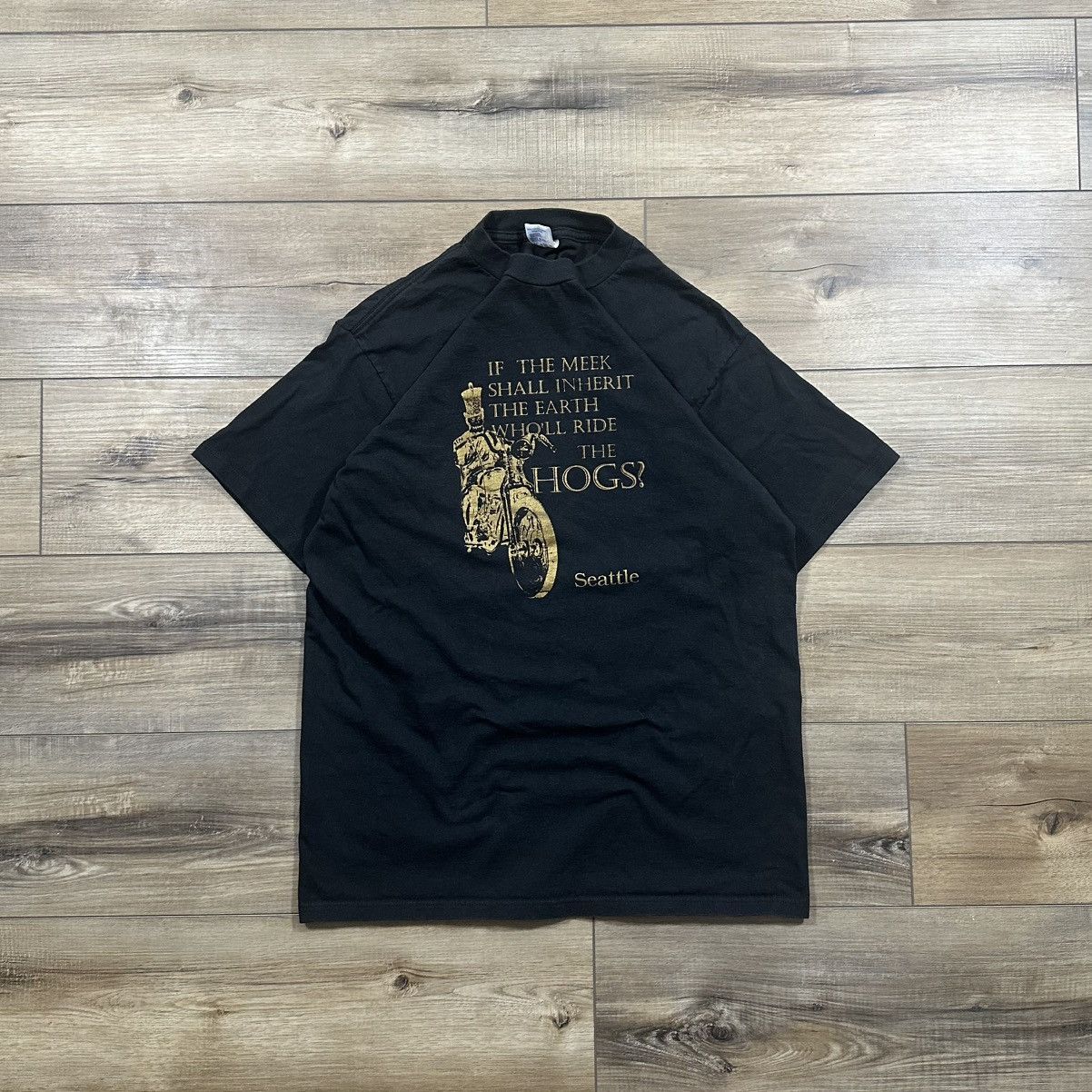 Jerzees Vintage 90s Jerzees Seattle Biker Graphic Tee Size US L / EU 52-54 / 3 - 1 Thumbnail