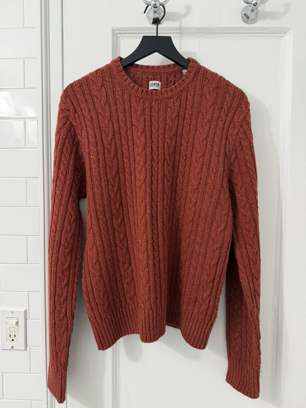 Edwin Edwin Japan Oiler Cable Knit Sweater Red Size US M / EU 48-50 / 2 - 1 Thumbnail