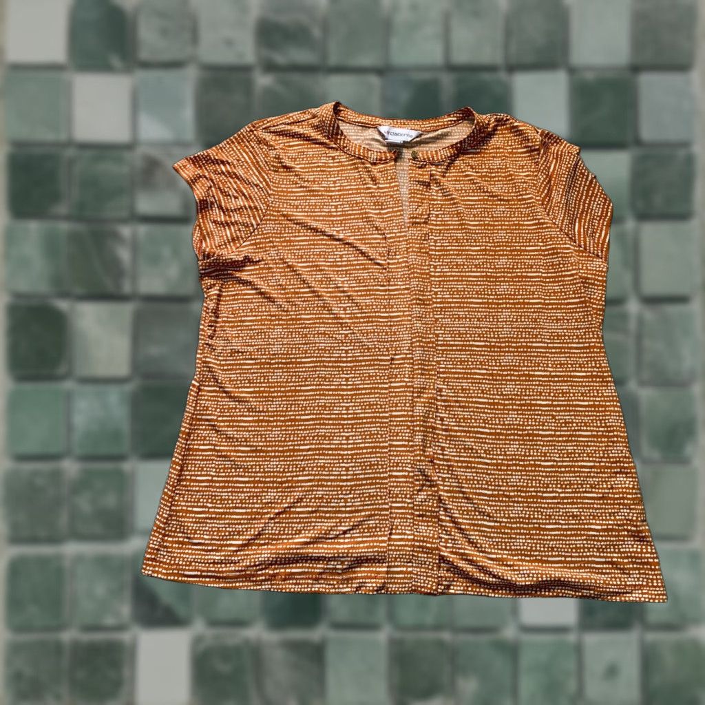 Liz Claiborne Liz Claiborne shirt Womens Large L Short Sleeve Multicolor Blouse Size L / US 10 / IT 46 - 1 Thumbnail
