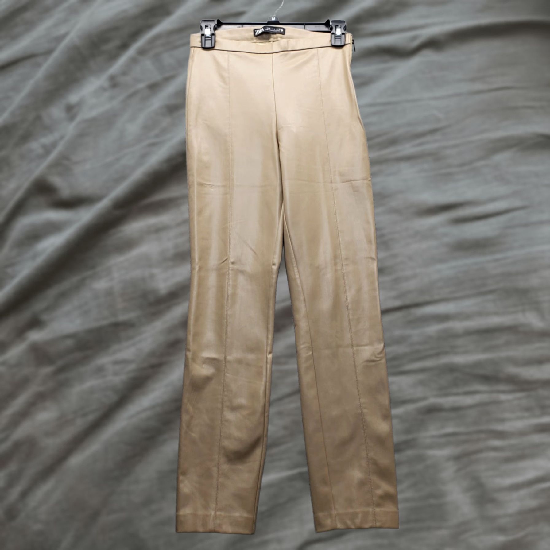 Zara Zara Womens Legging Pants S Brown Faux Leather High Waist Side Zip Skinny Pants Size 28" / US 6 / IT 42 - 1 Thumbnail