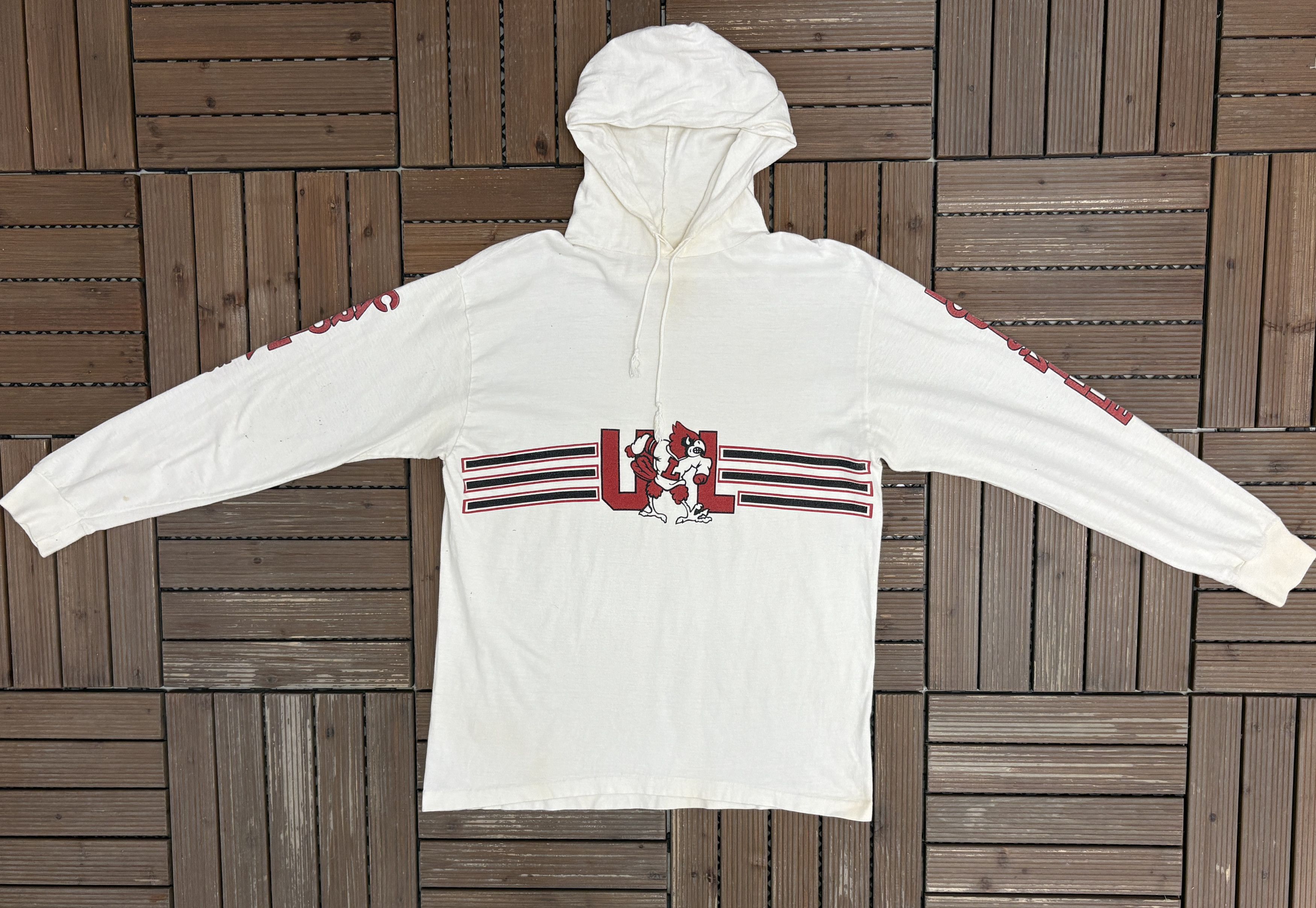 Vintage Louisville Cardinals Vintage Thin White Hoodie Sweatshirt Size US L / EU 52-54 / 3 - 5 Thumbnail