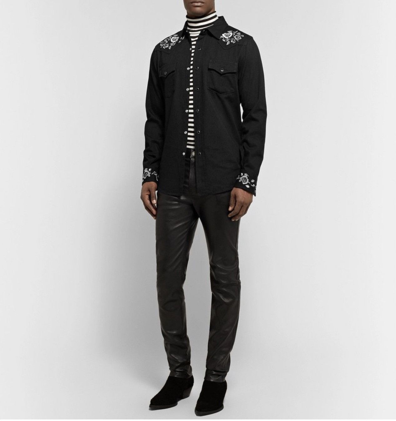Saint Laurent Paris Saint Laurent - Slim-Fit Embroidered Cotton Western Shirt Size US M / EU 48-50 / 2 - 3 Thumbnail