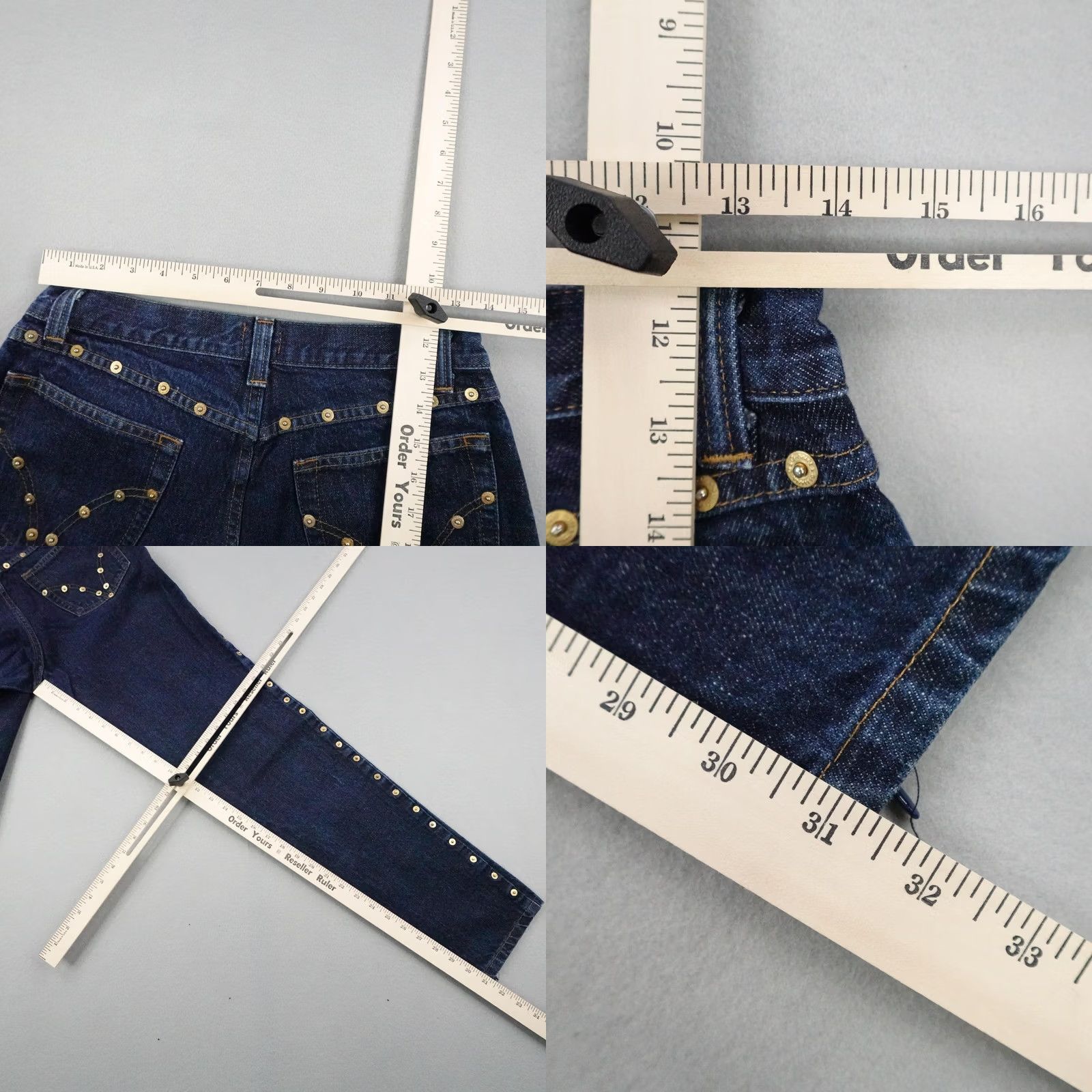 Dolce & Gabbana Dolce & Gabbana D&G Jeans Womens 30 Blue Denim Dark Wash Studded Embellished Size 30" / US 8 / IT 44 - 8 Thumbnail