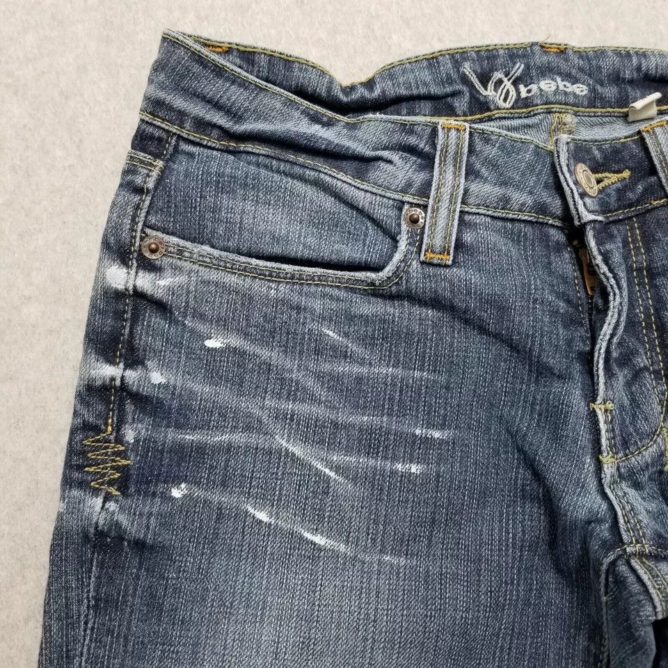 Bebe Bebe Jeans Womens 27x28 Denim Flared Low Rise Rhinestones Size 27" / US 4 / IT 40 - 6 Thumbnail