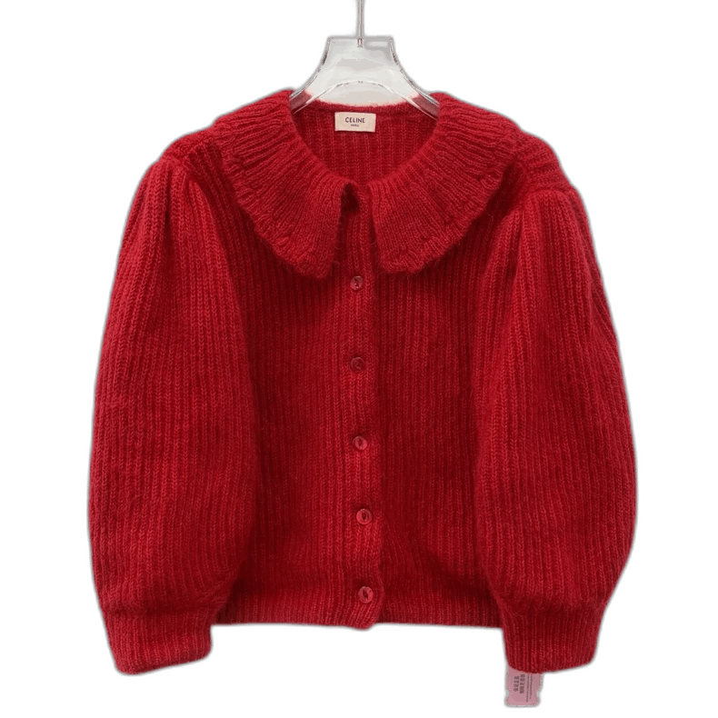 Celine Celine Red Doll Collar Knit Cardigan Sweater Size US S / EU 44-46 / 1 - 1 Thumbnail
