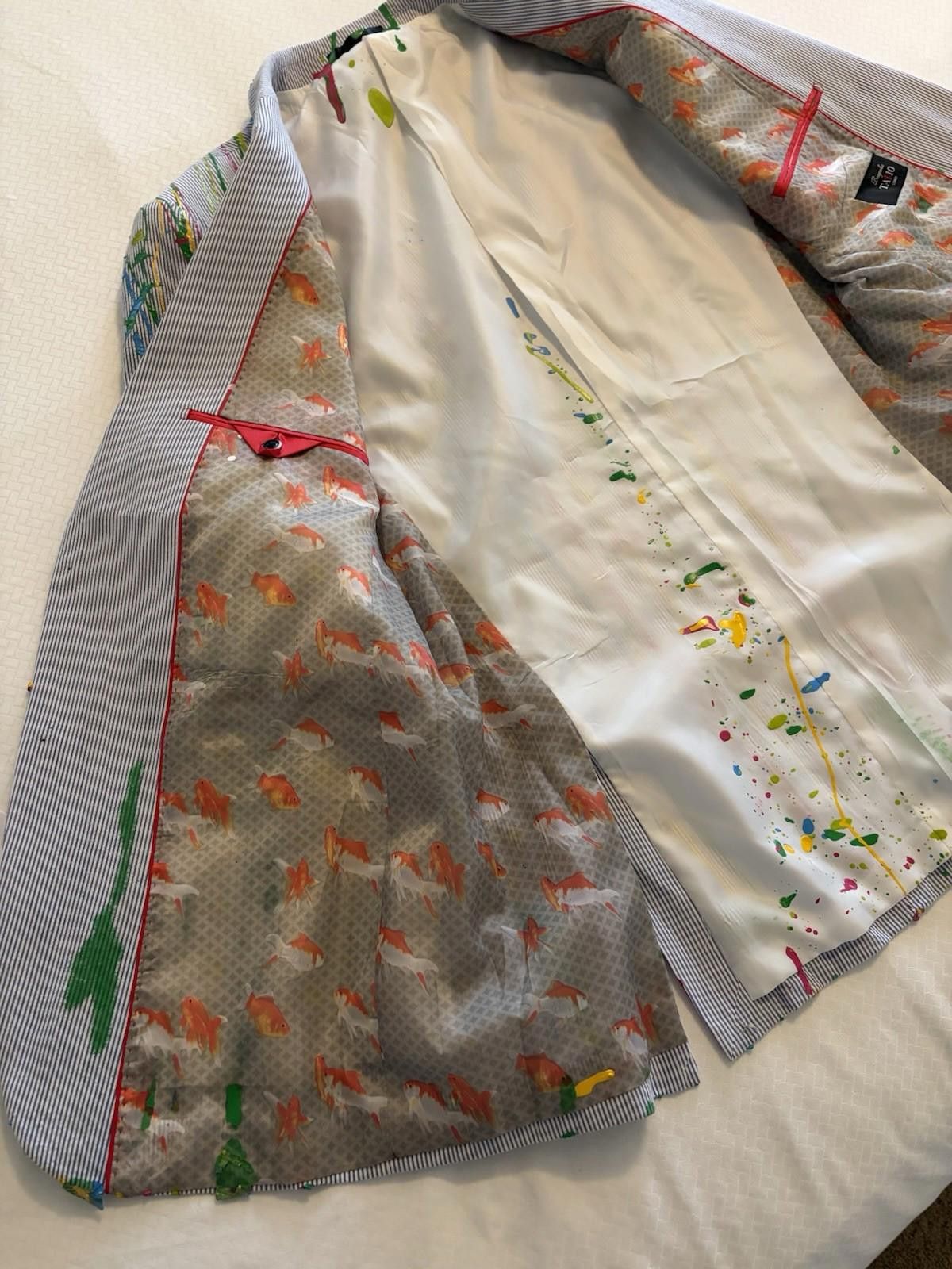 Bespoken Custom Colorful Hand Painted Bespoke Tazio Uomo Blazer Size 42L - 10 Thumbnail