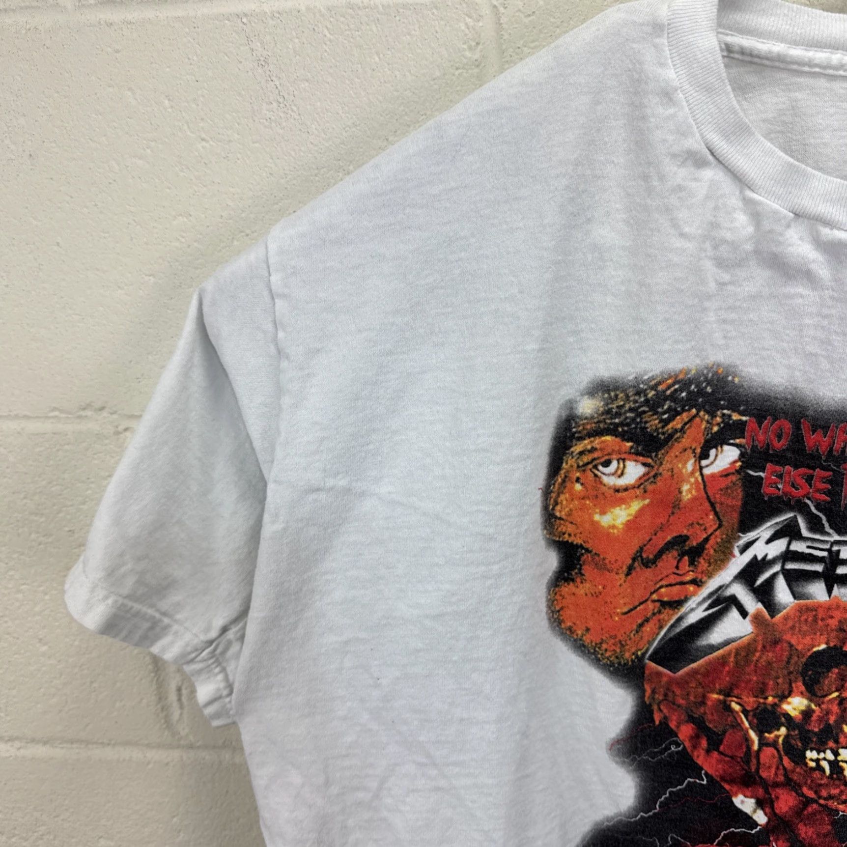 Vintage VINTAGE Metallica T-Shirt XXL White 90s Band Music Graphic Print Tour No Where Else To Roam Mens Boys? Size US XXL / EU 58 / 5 - 5 Thumbnail
