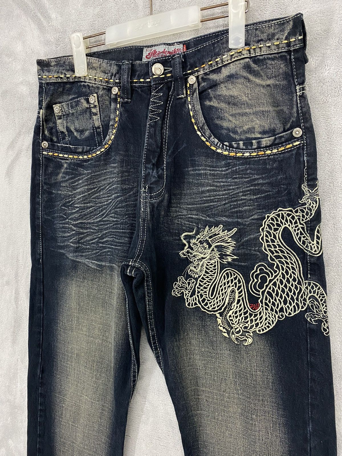 Akademiks Vintage Y2K Akedemiks Crazy Embroidered Baggy Jeans Size US 32 / EU 48 - 3 Thumbnail