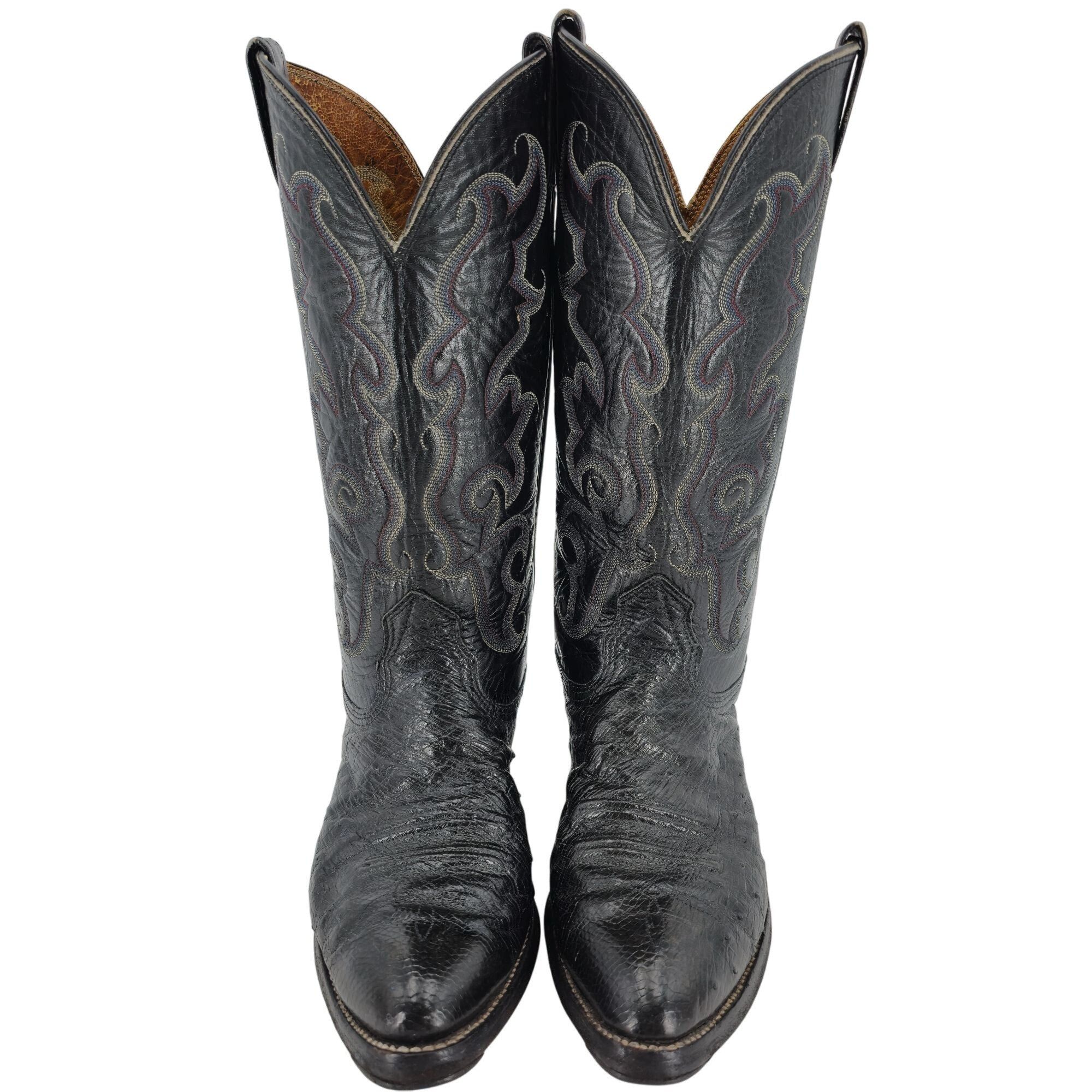 Nocona Boots Vintage Nocona Exotic Black Ostrich Leather Cowboy Boots 8.5 Size US 8.5 / EU 41-42 - 8 Thumbnail