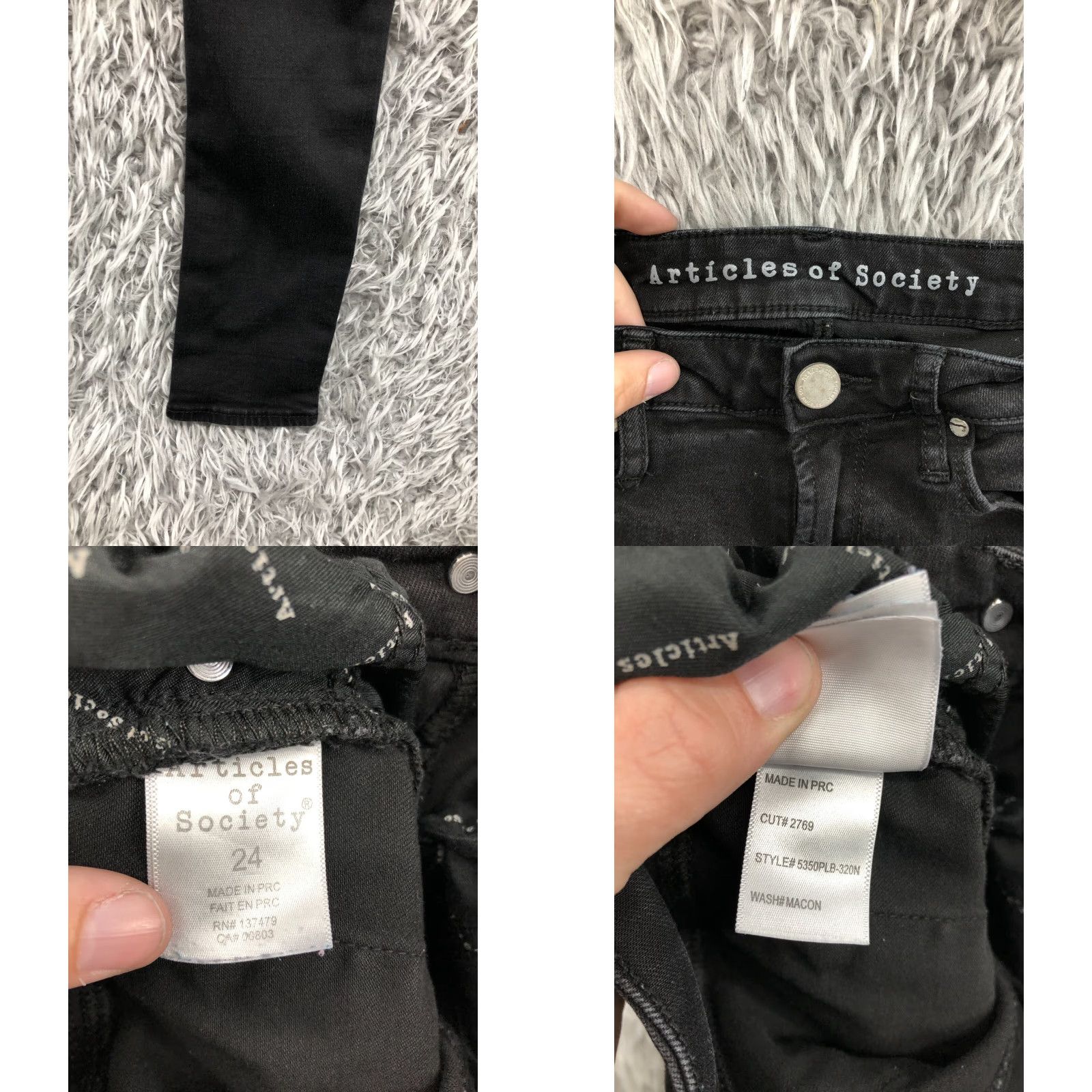 Vintage Articles of Society Jeans Skinny Womens Dark Wash Black Size 24 5-Pocket Denim Regular Stretch Rise 6.5-8.5 Inseam 29 in Size 42" / US 20 - 8 Thumbnail