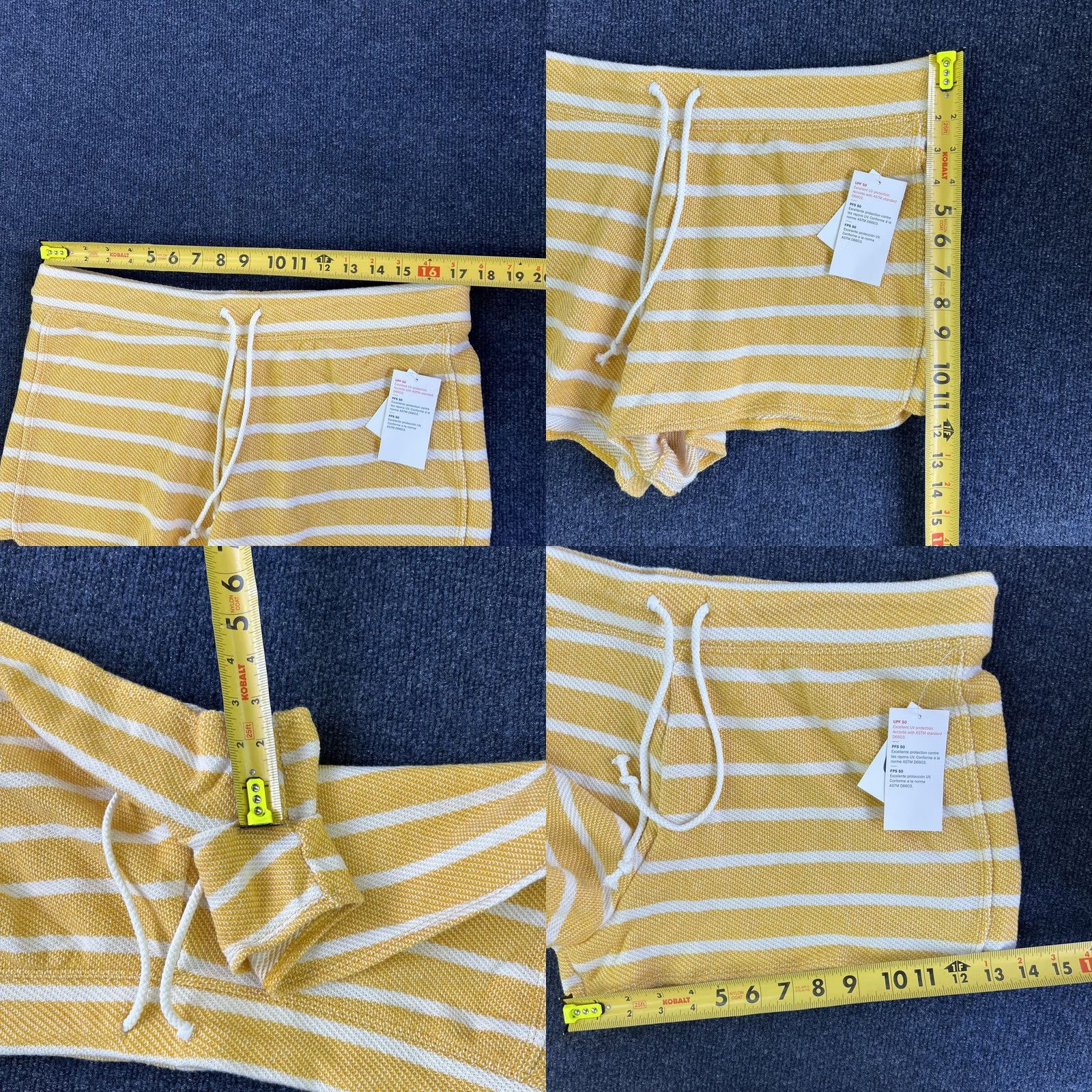 Old Navy Old Navy Shorts Womens Large Yellow Stripe Terry Sweat Drawstring UPF 50 Lounge Size 36" / US 14 / IT 50 - 8 Thumbnail