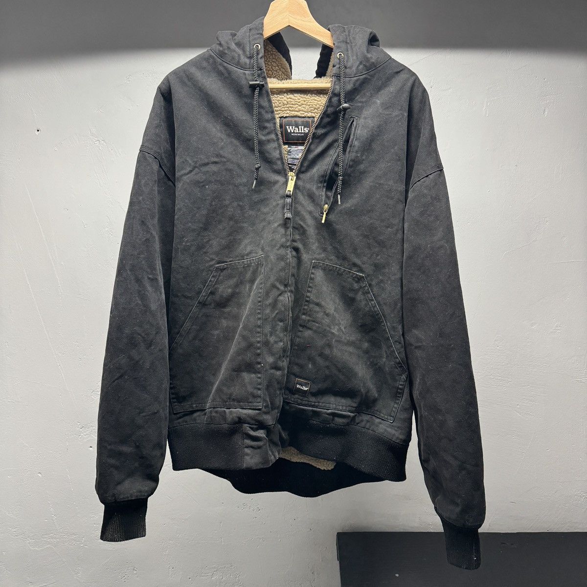 Vintage Hooded Zip Up Sherpa Lined Work Jacket ERD Grunge Faded Size US XXL / EU 58 / 5 - 1 Thumbnail