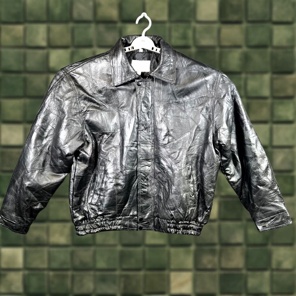 Vintage Vintage Leather Jacket Mens Large Black Patchwork Grunge 90s Moto Biker Size US L / EU 52-54 / 3 - 1 Thumbnail