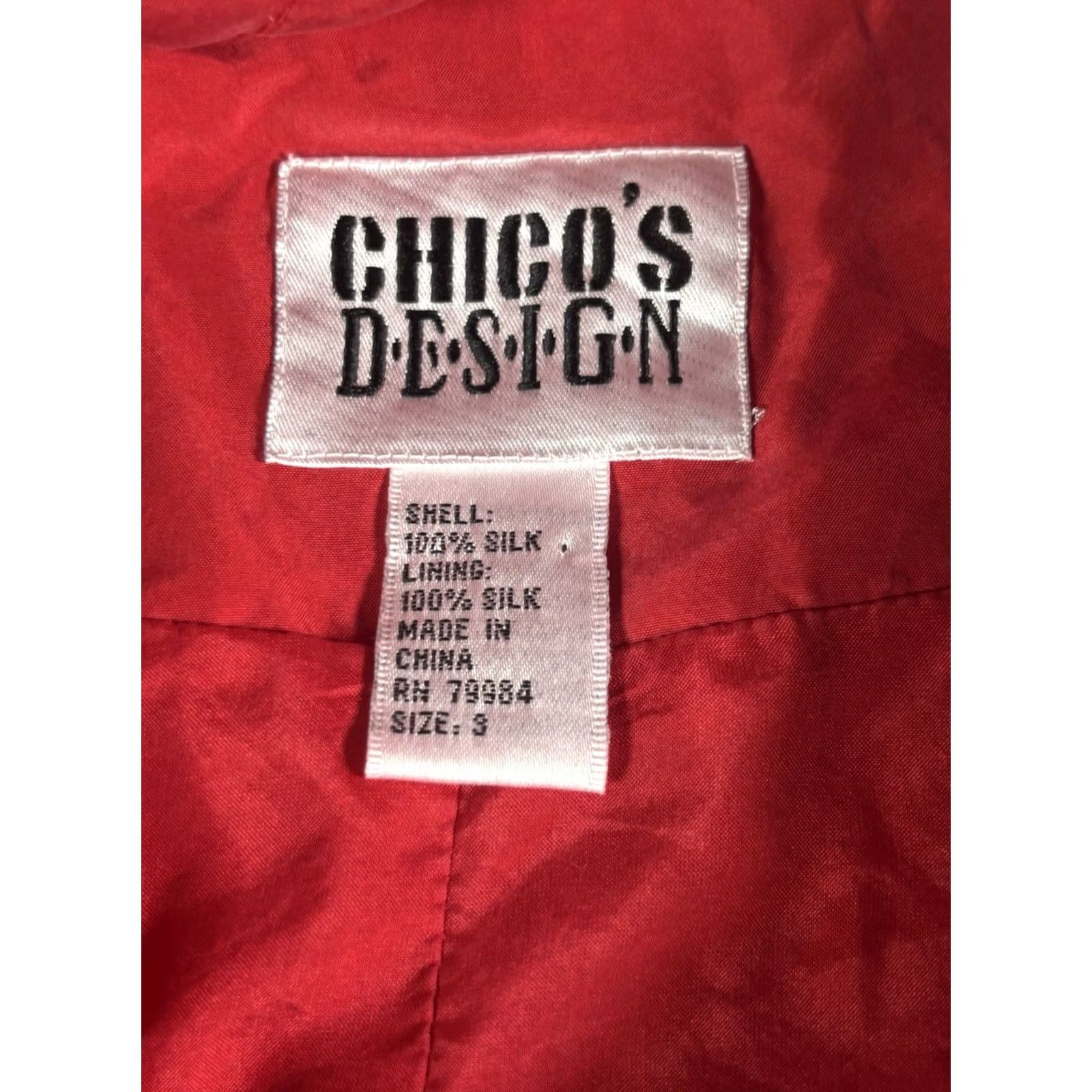 Vintage Chicos Design Jacket Silk Quilted Red Zip Pocket Womens Size 3 US Regular Short Jacket Size XS / US 0-2 / IT 36-38 - 6 Thumbnail