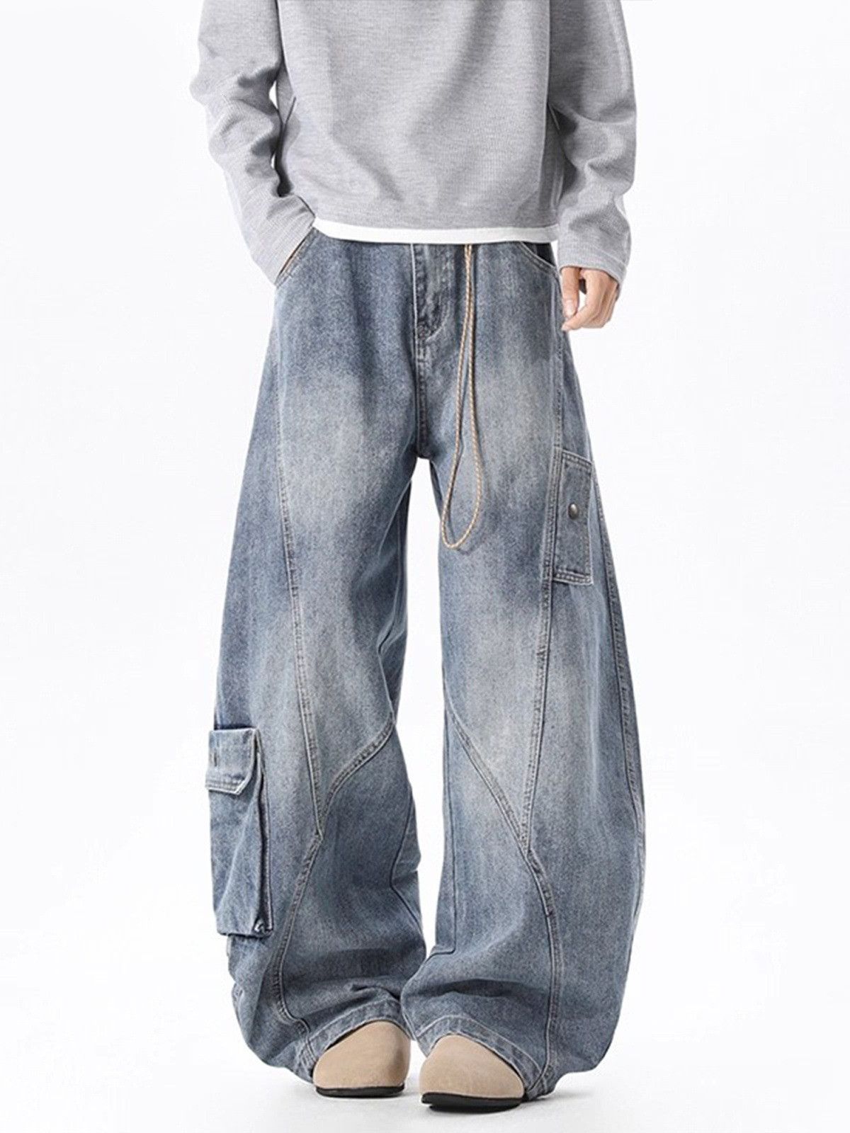 Vintage American men's street style distressed curved work jeans Size US 32 / EU 48 - 1 Thumbnail