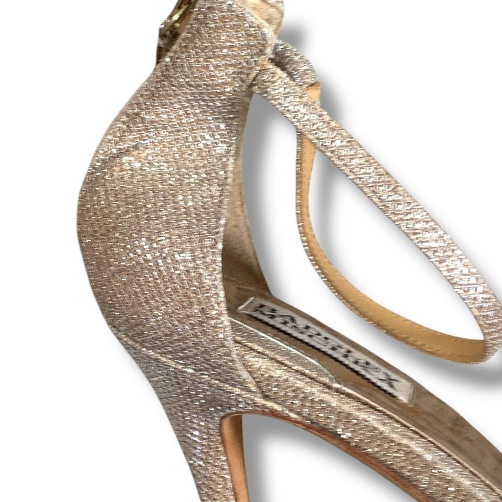 Badgley Mischka Badgley Mischka Gold Glitter Heels Size 9 Zip Back Strappy P Size US 9 / IT 39 - 4 Thumbnail