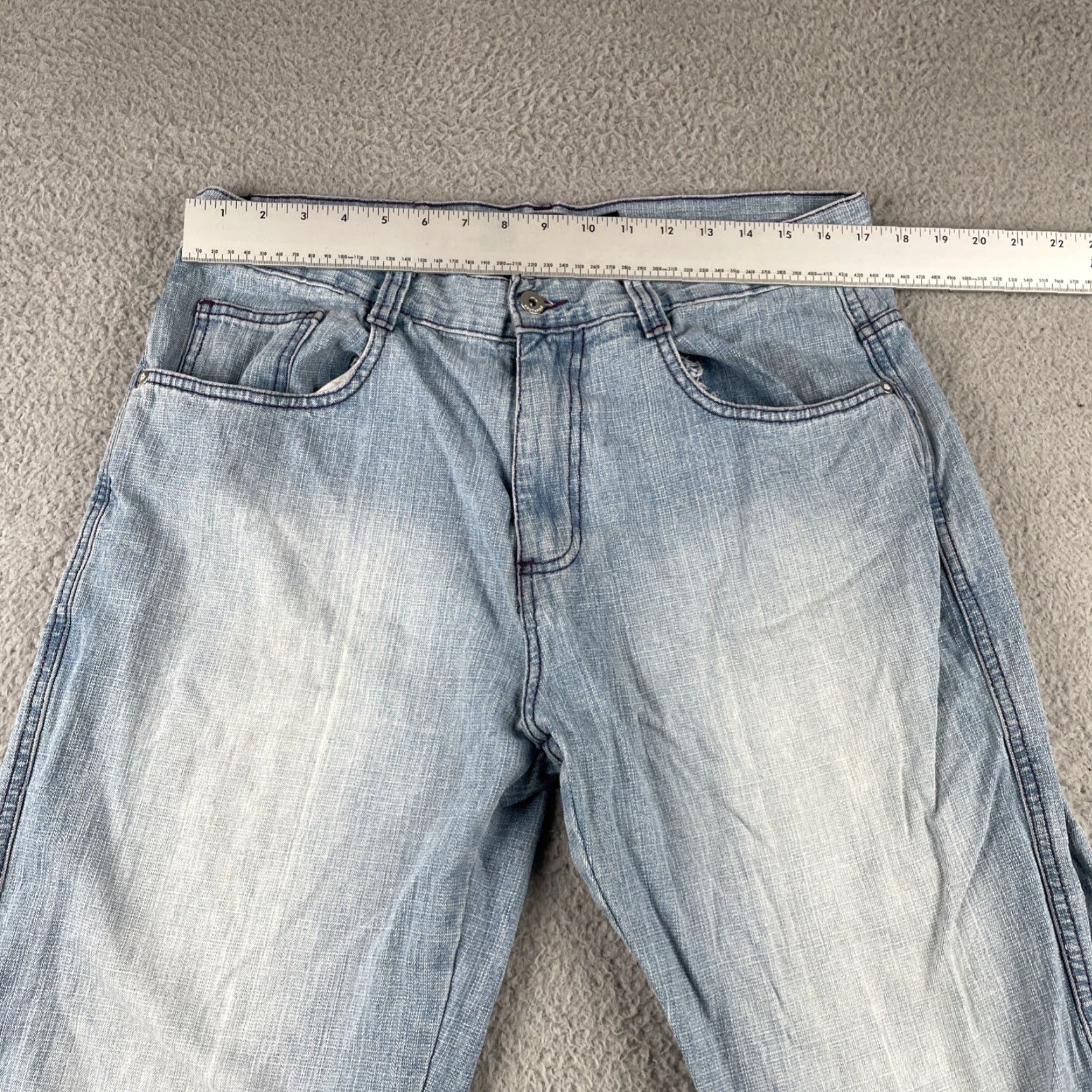 Southpole VINTAGE South Pole Moon Ice Blue Denim Jeans Waist 34x30.5 Purple Stitching Hip Hop Jeans Mens Regular 34 Blue Size US 34 / EU 50 - 7 Thumbnail