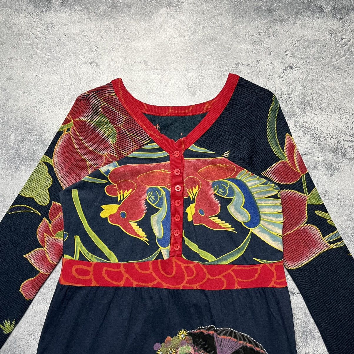 Desigual Vintage Desigual Dress Avant-Garde Geisha Long Sleeve V-Neck Size L / US 10 / IT 46 - 2 Thumbnail